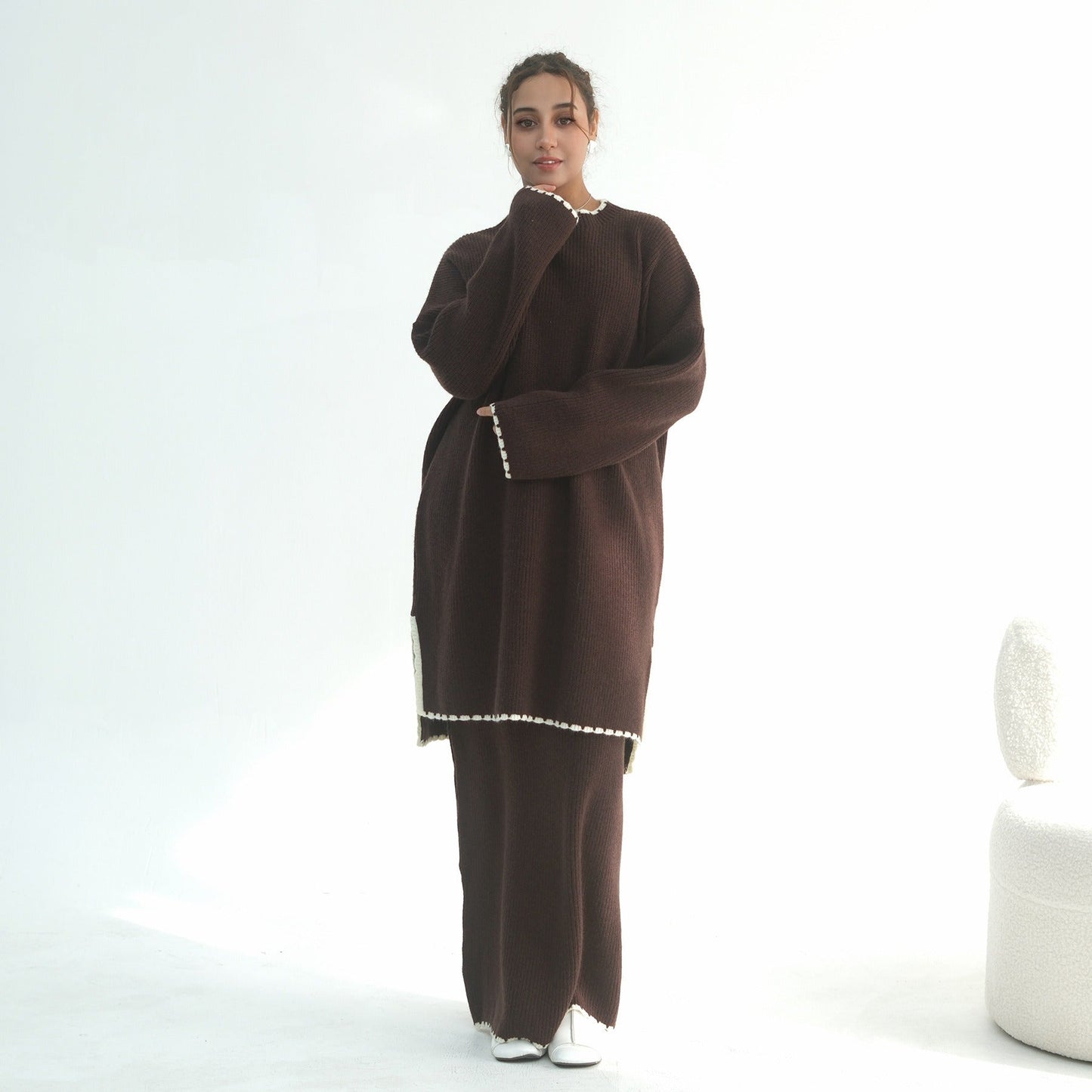 Thick Knit Winter 2-Piece Set | Warm Modest Fashion Skirt & Top | MH117