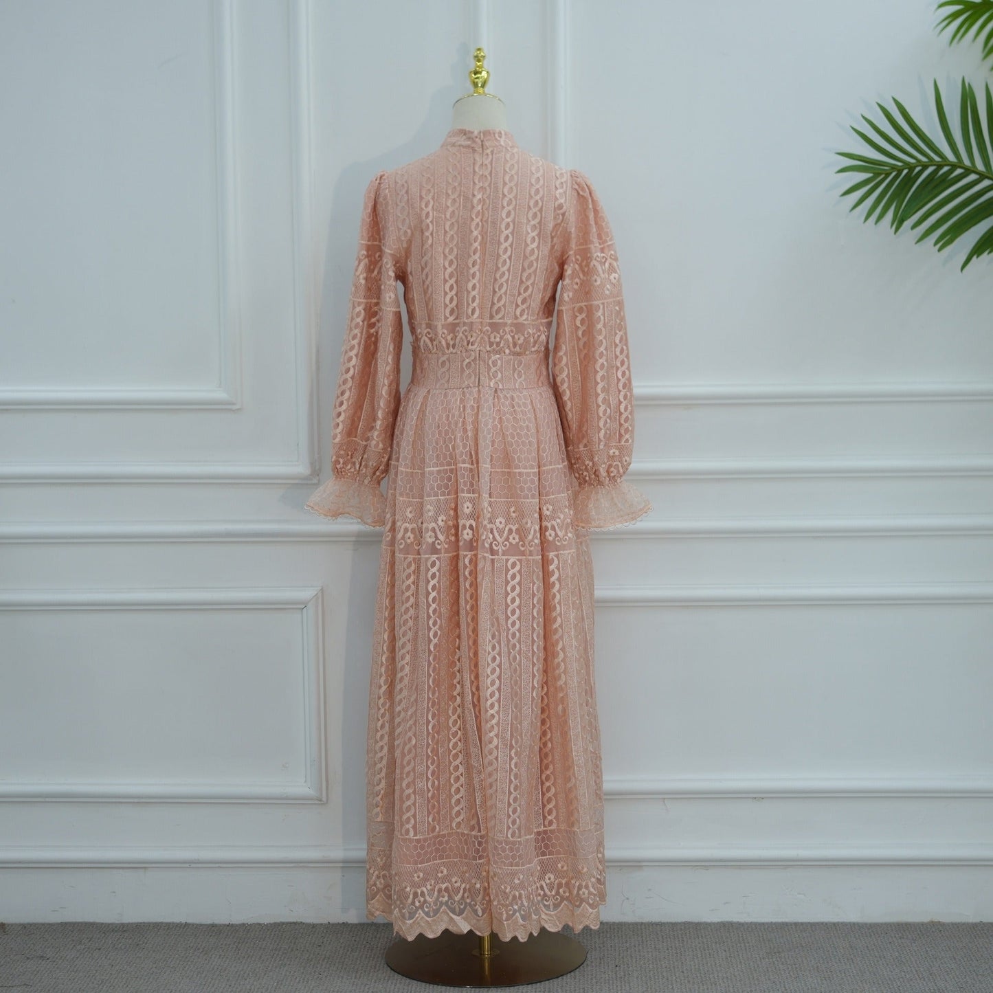 MH134 Elegant Embroidered Double Layer Abaya Dress – Luxury Modest Maxi Gown for Muslim Women
