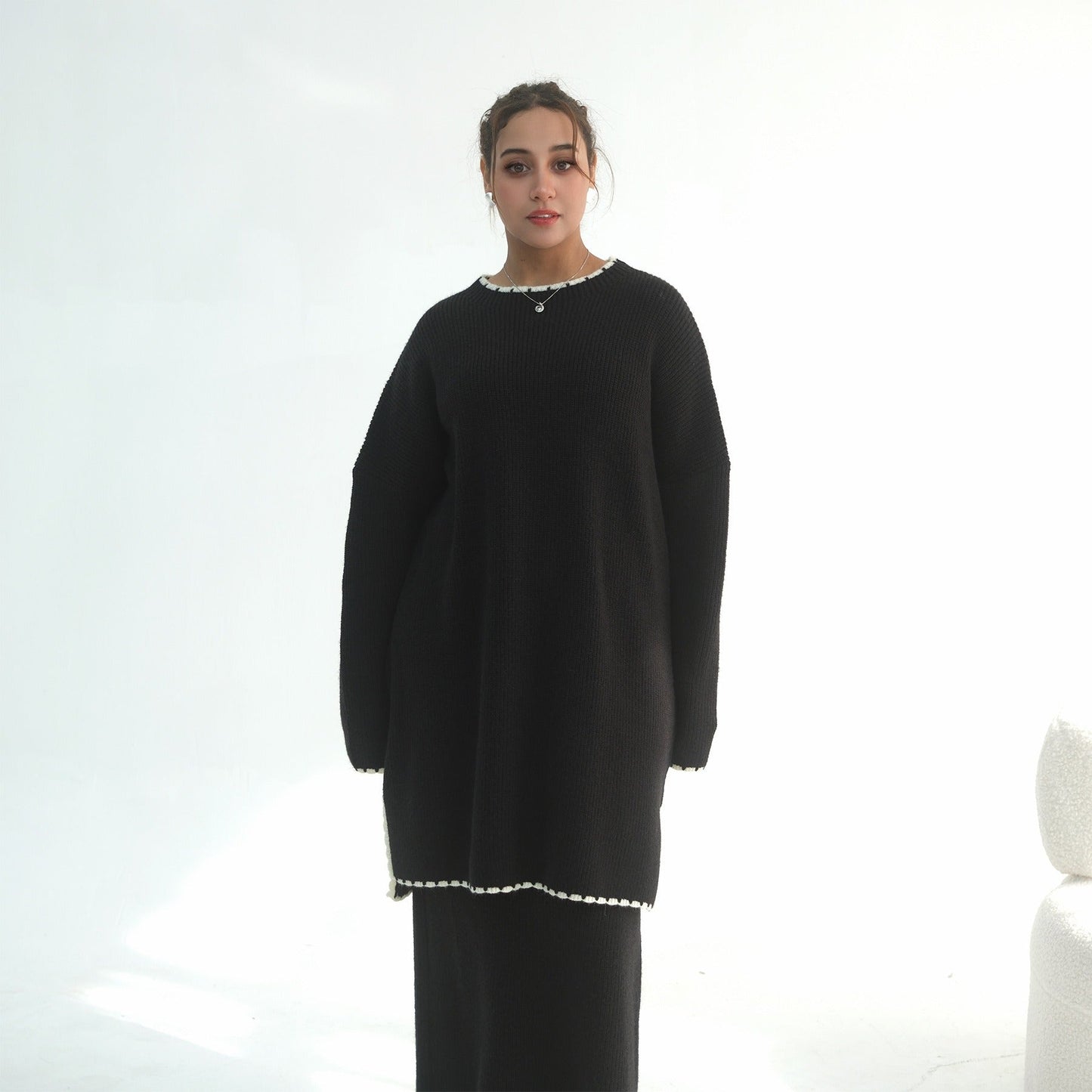 Thick Knit Winter 2-Piece Set | Warm Modest Fashion Skirt & Top | MH117
