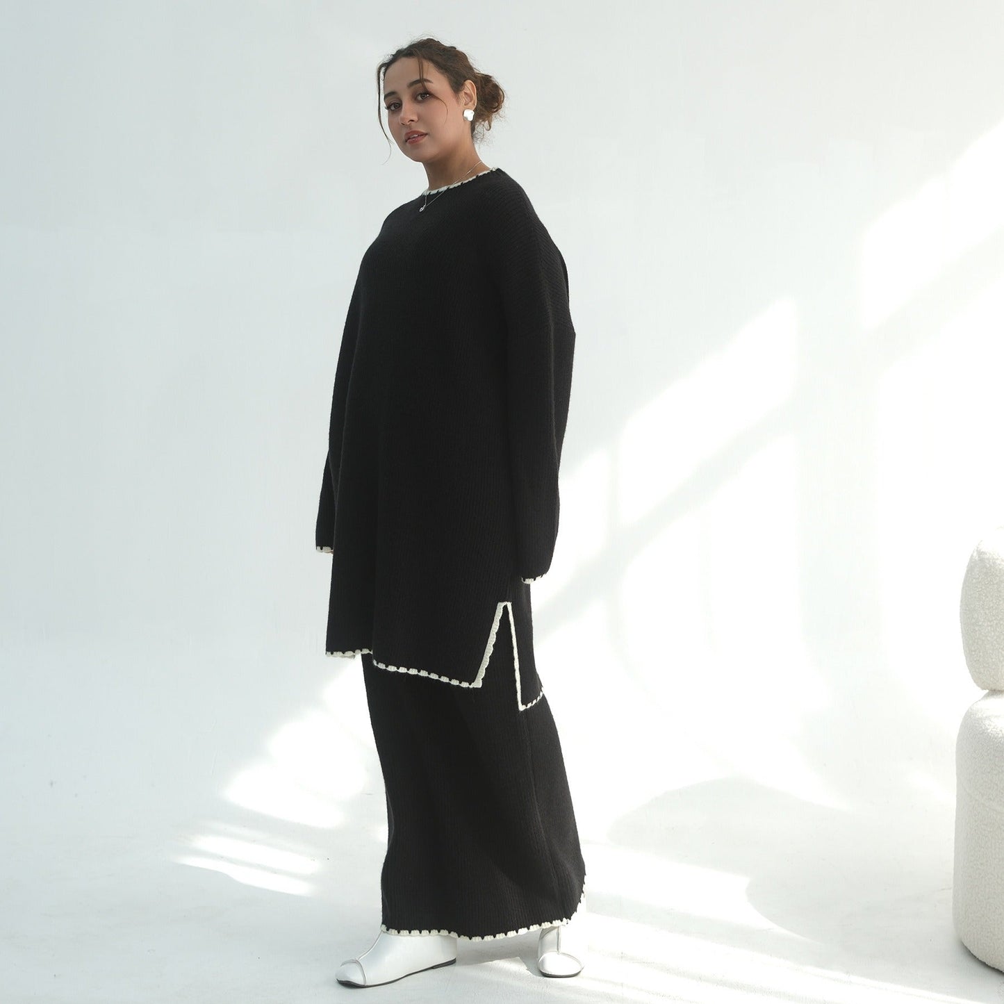 Thick Knit Winter 2-Piece Set | Warm Modest Fashion Skirt & Top | MH117