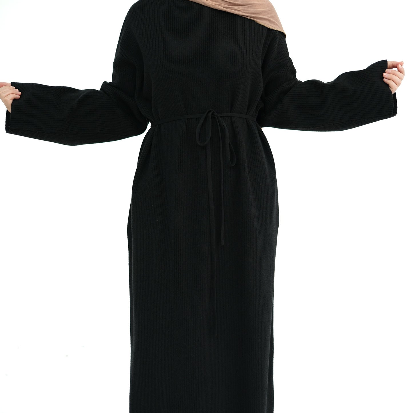 MH96 Winter Abaya for Women – Thick Knit, Loose Fit, Long Sleeve Modest Islamic Dress