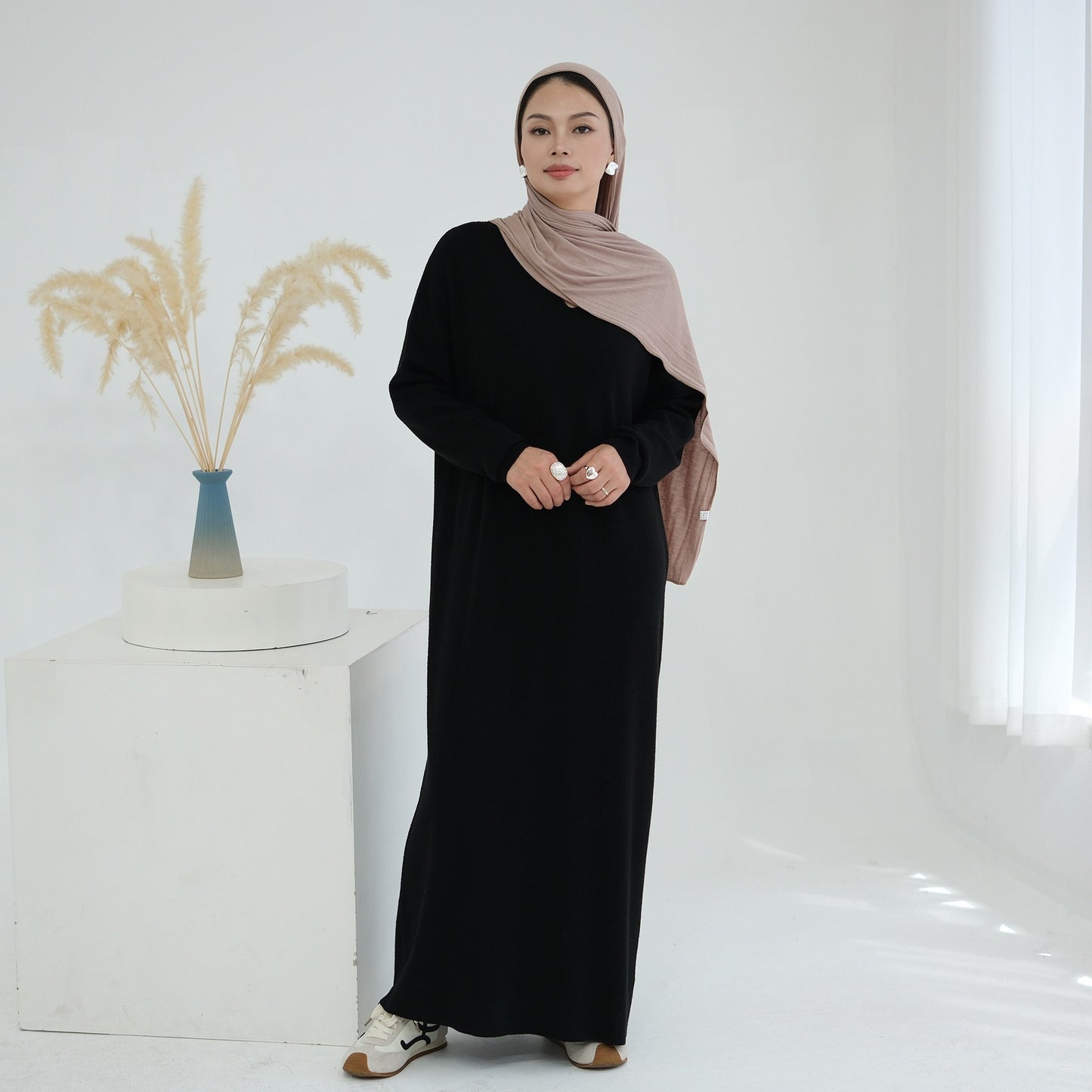 MH103 Autumn Winter Knit Maxi Dress for Muslim Women | Modest Long Sleeve Dress | No Hijab Included