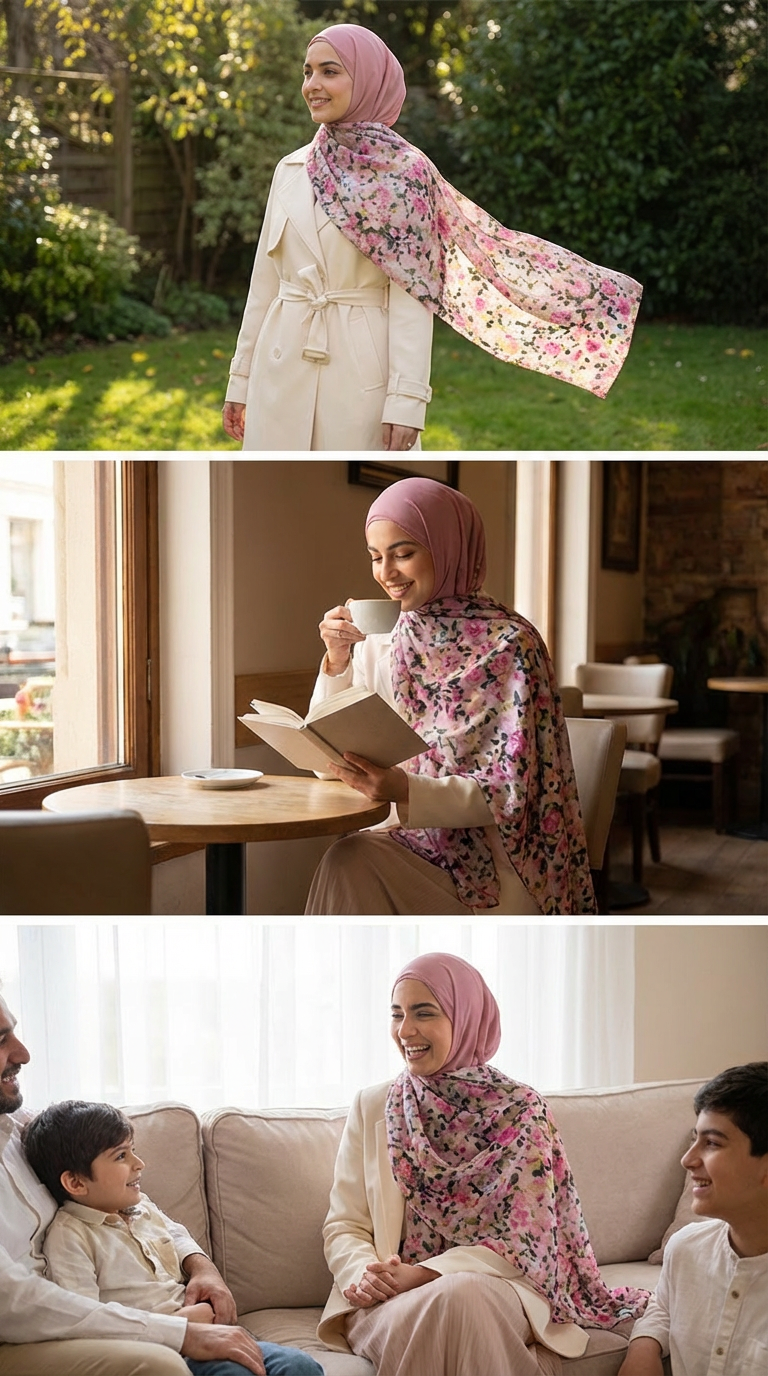 Pink Lavender Floral Mulberry Silk Scarf - Luxury Print Shawl | Premium Gift