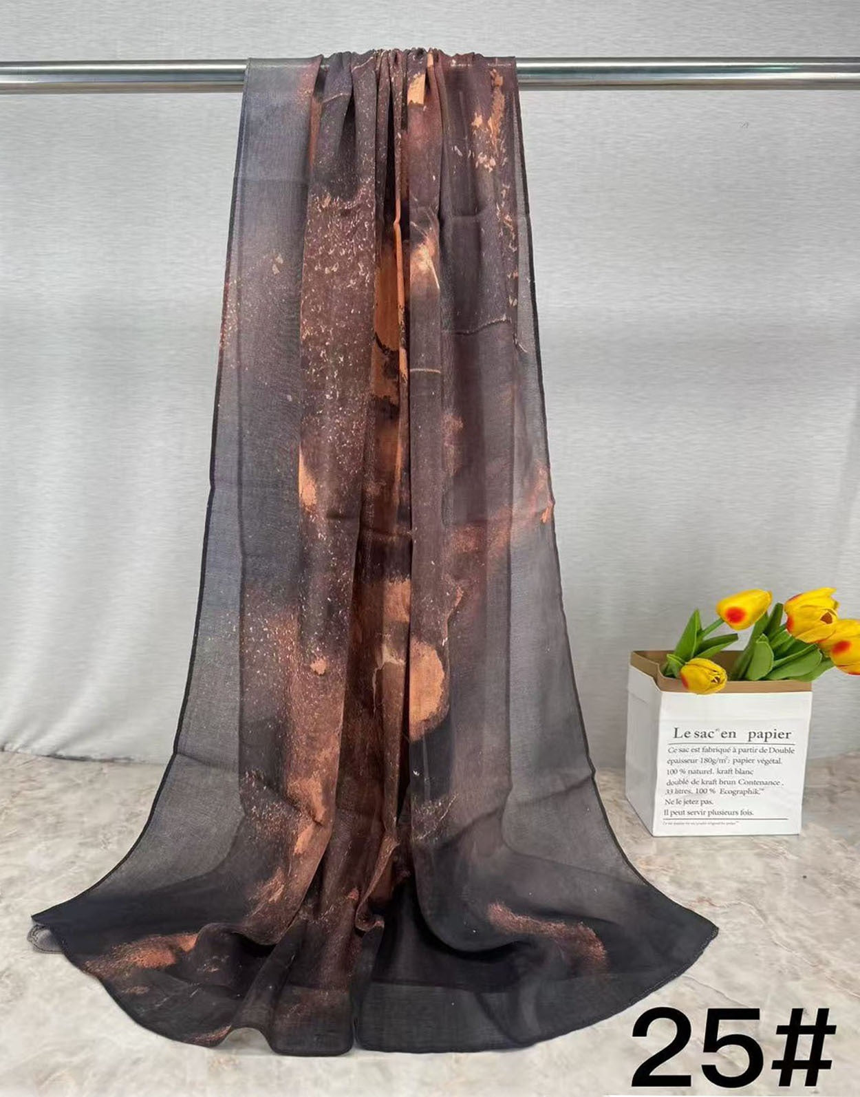 MH007 Floral Modal Hijab - Artistic Print Headscarf for Muslim Women