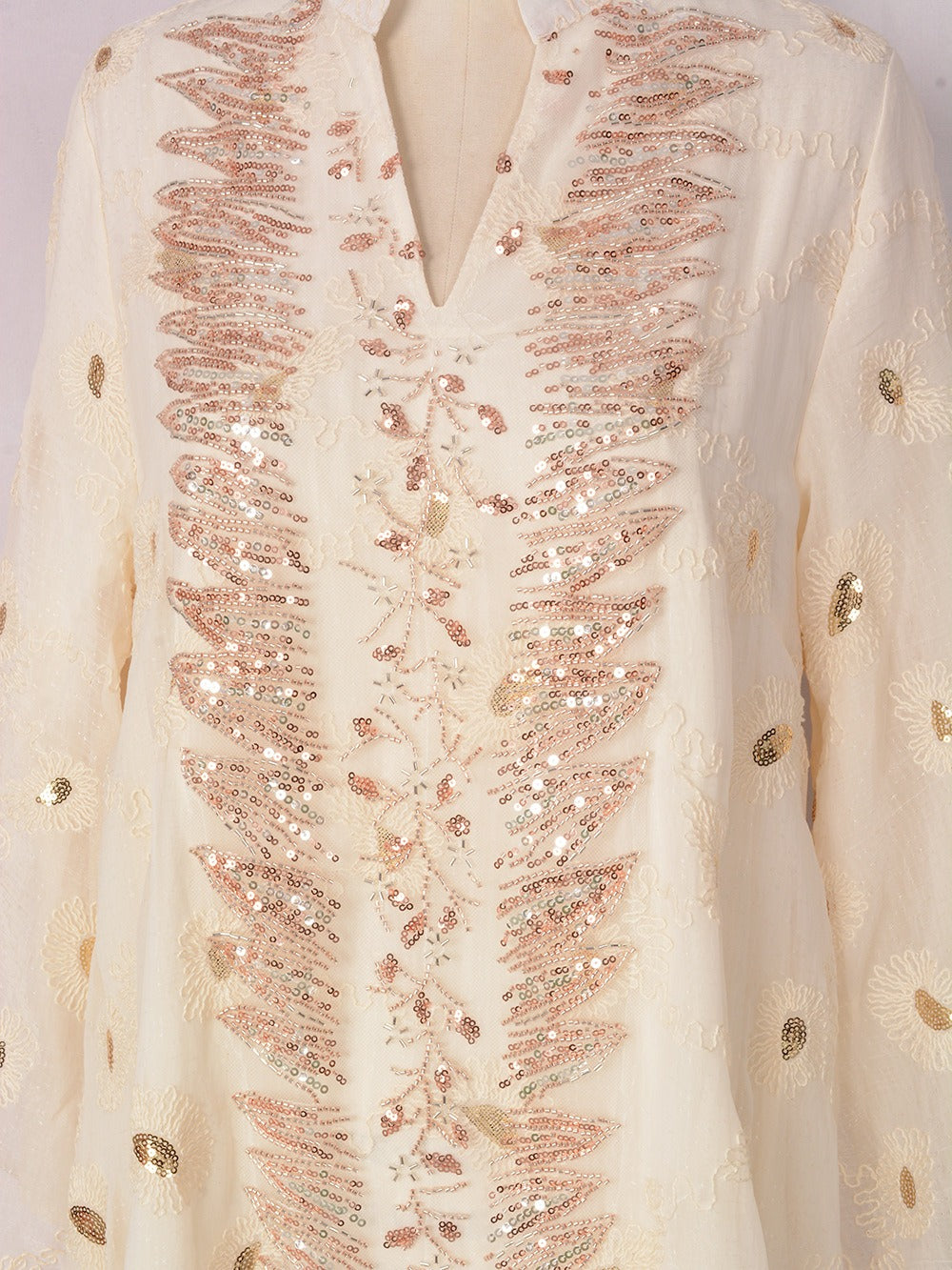 MH133 Luxury Embroidered Sequin Abaya Dress – Elegant Pink Modest Kaftan for Eid & Special Occasions