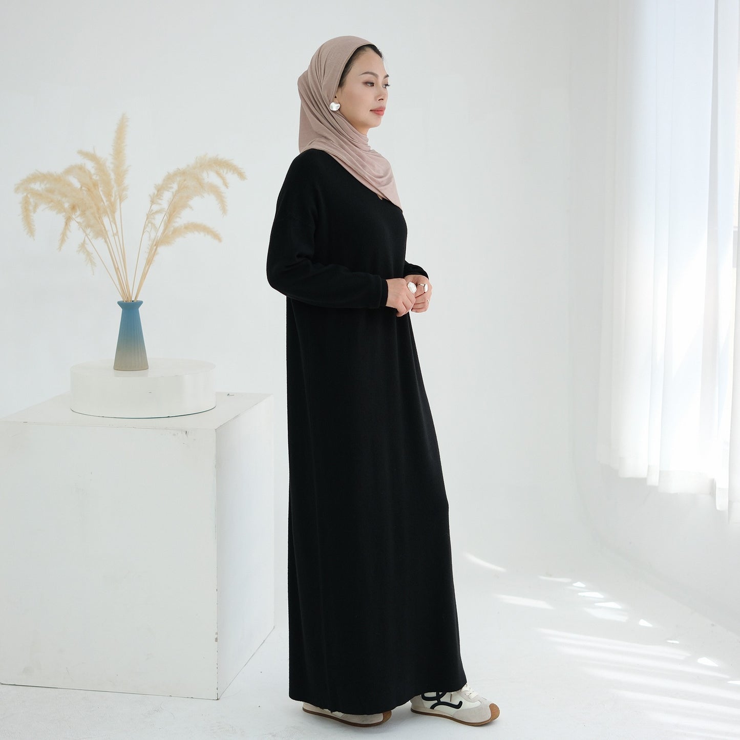 MH103 Autumn Winter Knit Maxi Dress for Muslim Women | Modest Long Sleeve Dress | No Hijab Included