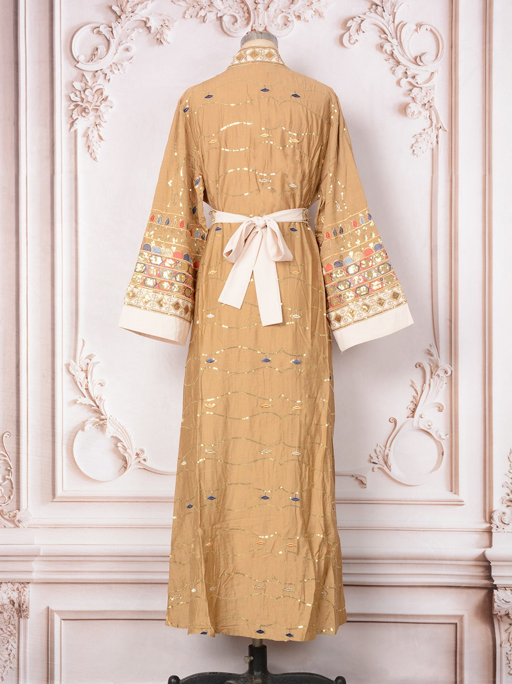 MH130 Luxury Beaded Open Abaya Set – Embroidered Modest Eid Kimono Dress for Muslim Women