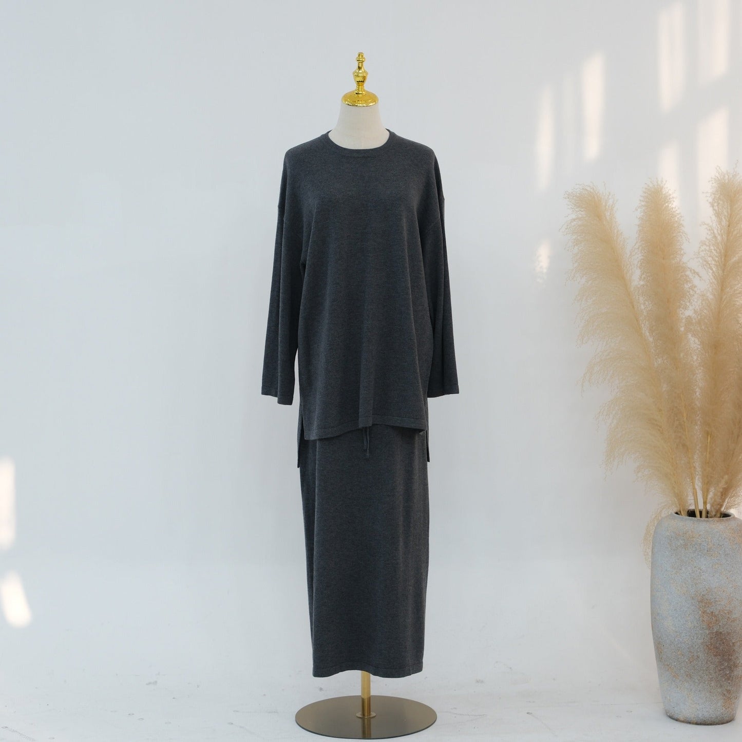 Knitted 3-Piece Set Skirt Top Cardigan | Modest Fashion Outfit | MH116