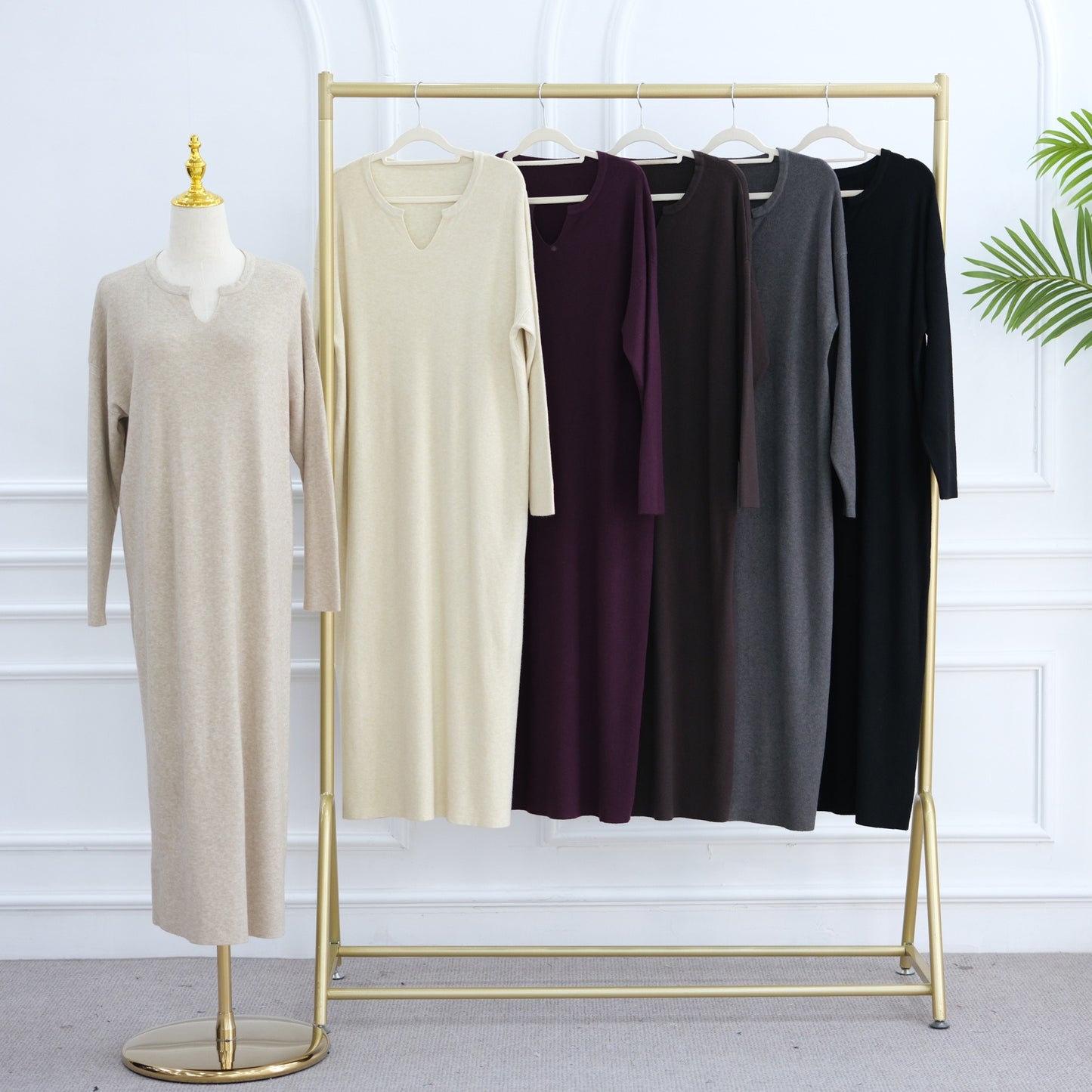 MH103 Autumn Winter Knit Maxi Dress for Muslim Women | Modest Long Sleeve Dress | No Hijab Included