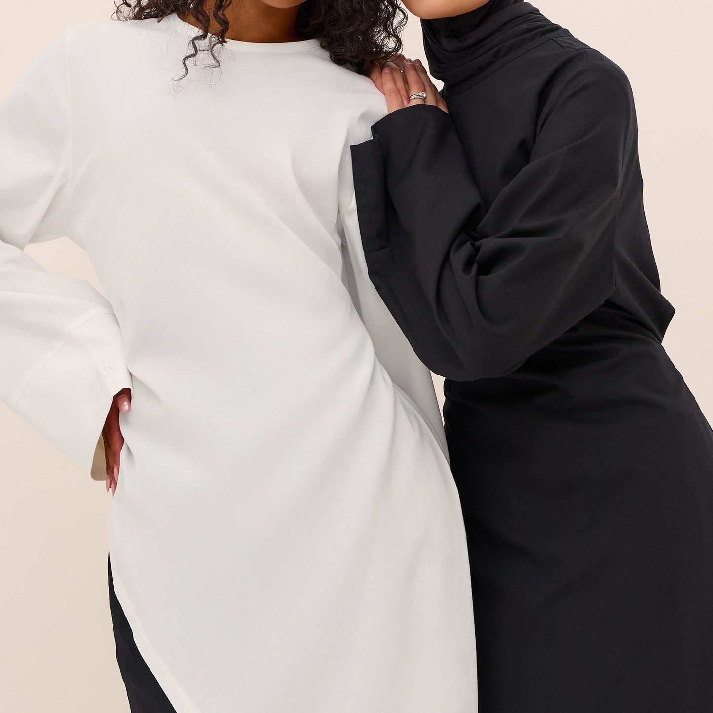 MH87 Modest Cotton-Linen Two-Piece Set – Asymmetric Drape Top & Maxi Skirt | Muslim Women Outfit for Eid & Daily Wear