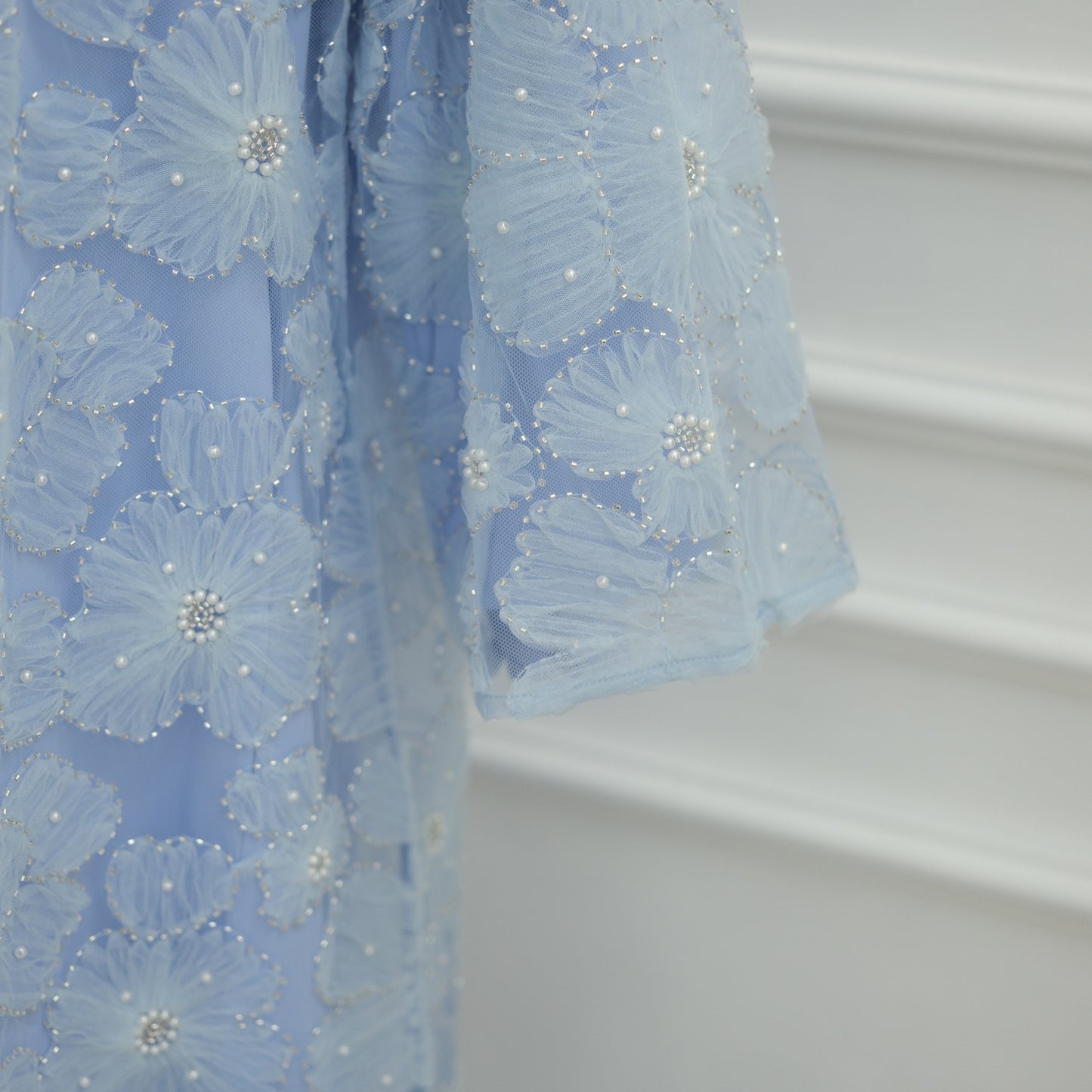 MH90 Beaded Lace Abaya Set – Embroidered Open Abaya, Optional Hijab & Inner Dress