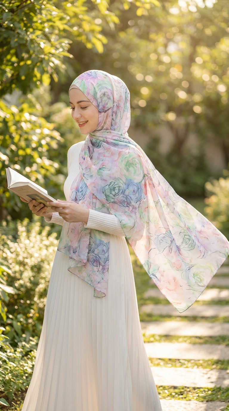 Diamond Pink Rose Mulberry Silk Scarf - Luxury Print Shawl | Premium Gift