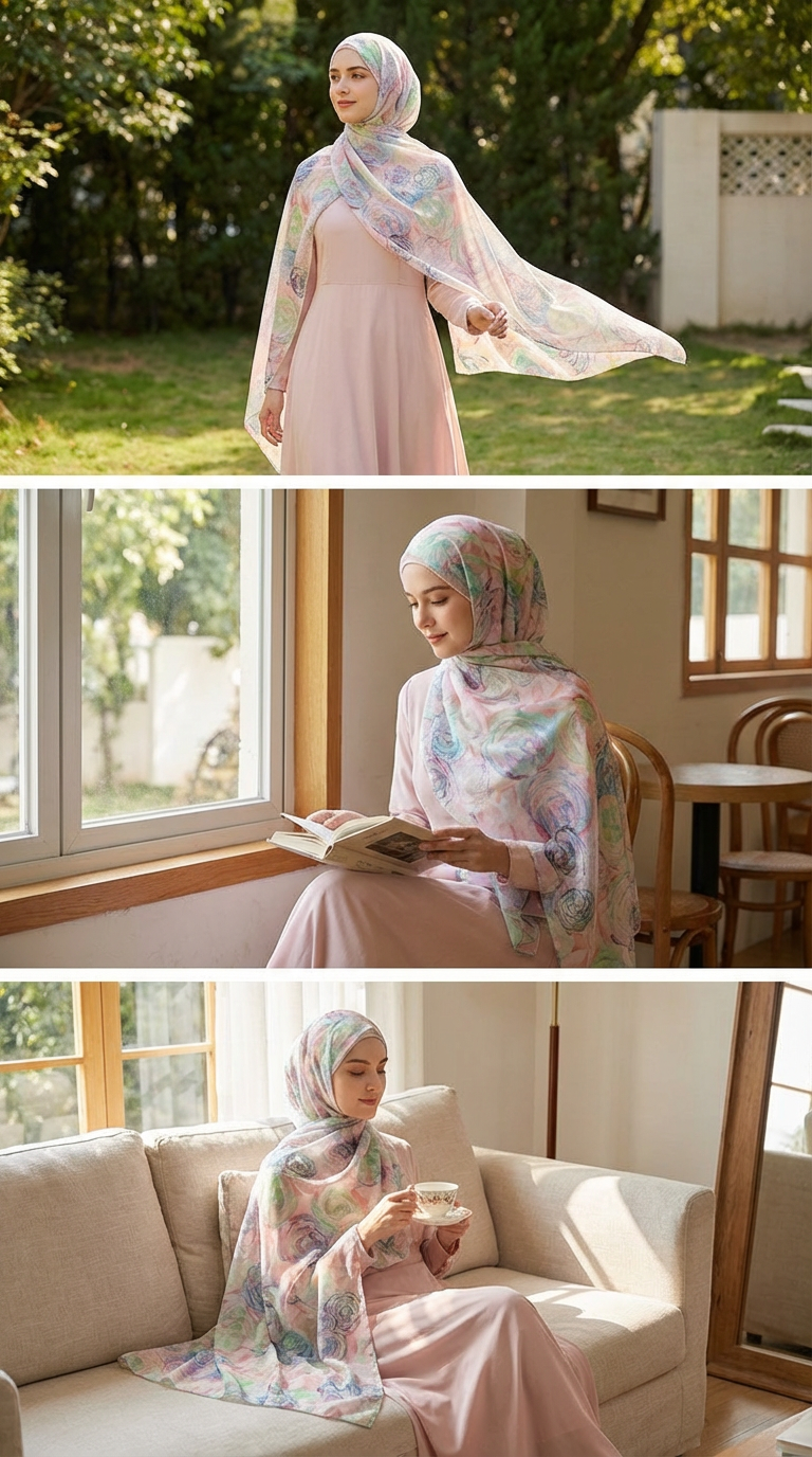 Diamond Pink Rose Mulberry Silk Scarf - Luxury Print Shawl | Premium Gift