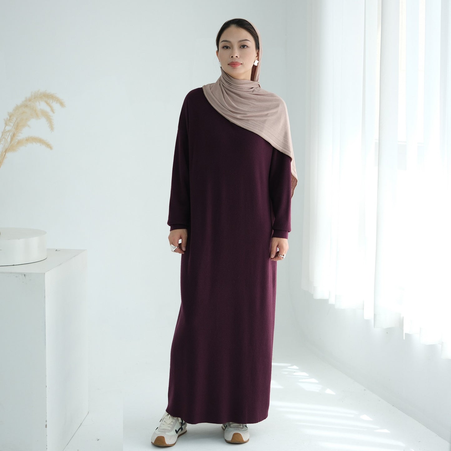 MH103 Autumn Winter Knit Maxi Dress for Muslim Women | Modest Long Sleeve Dress | No Hijab Included