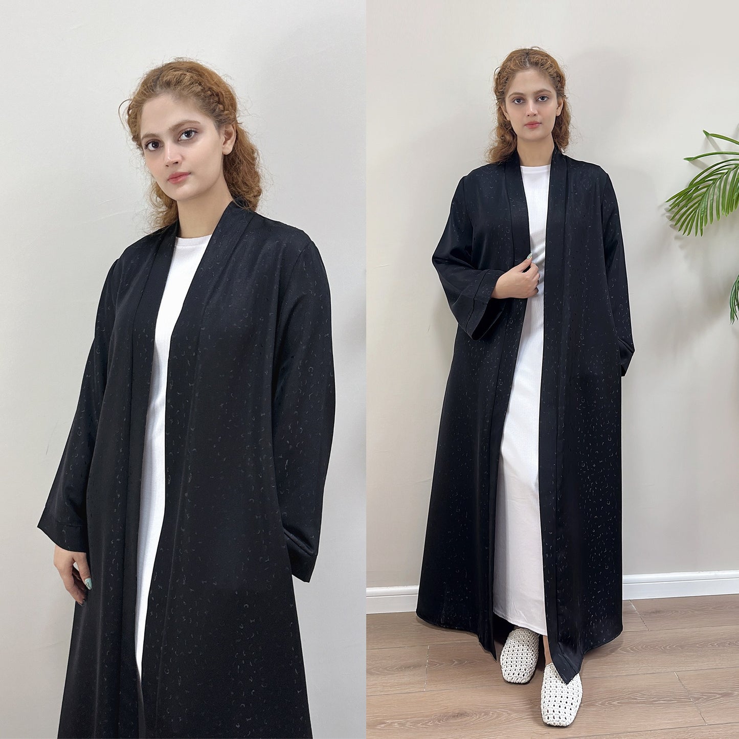 MH102 3D Jacquard Abaya – Elegant Belted Dress or Open Abaya