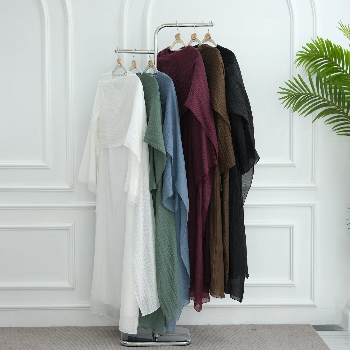 MH86 Double-Layer Abaya Dress – Solid Color, Tencel-Feel Stretch Knit Modest Maxi