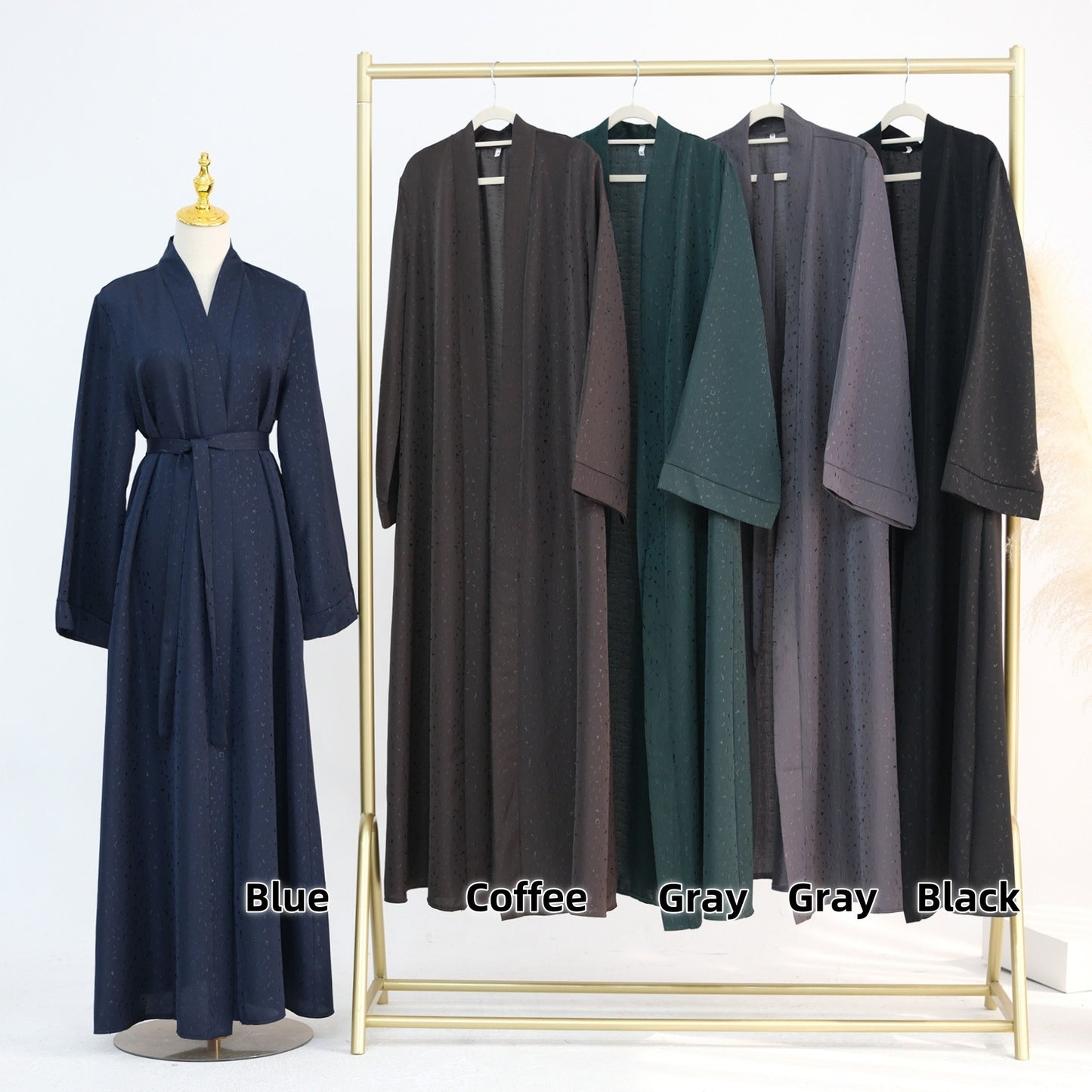 MH102 3D Jacquard Abaya – Elegant Belted Dress or Open Abaya