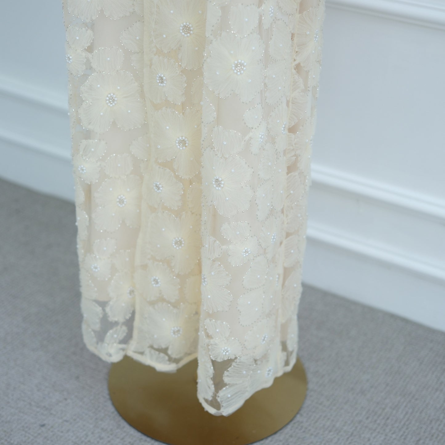 MH90 Beaded Lace Abaya Set – Embroidered Open Abaya, Optional Hijab & Inner Dress