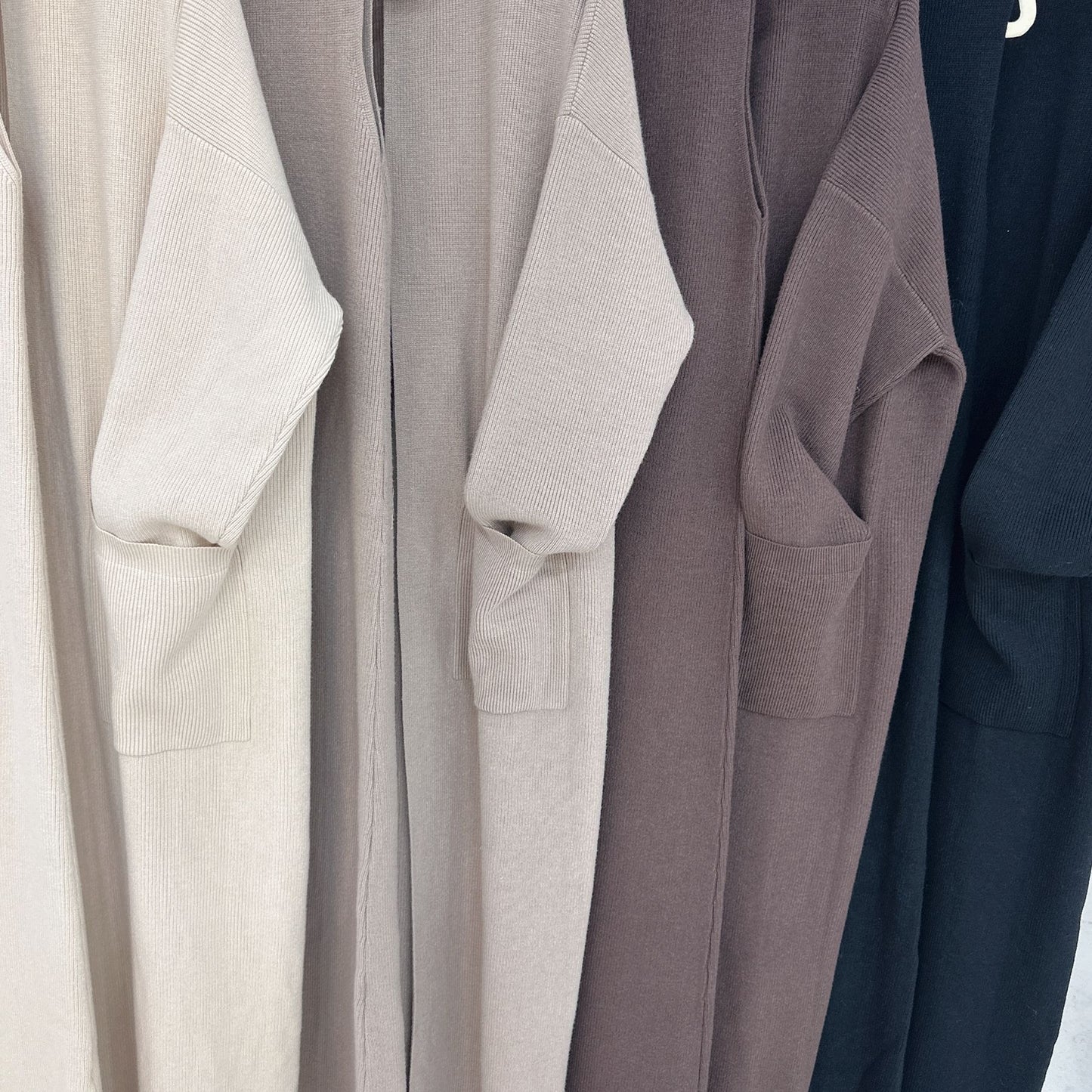 MH82 Winter Knit Abaya Set – 2-Piece Modest Co-ord (Open Cardigan + Inner Dress) with Pockets