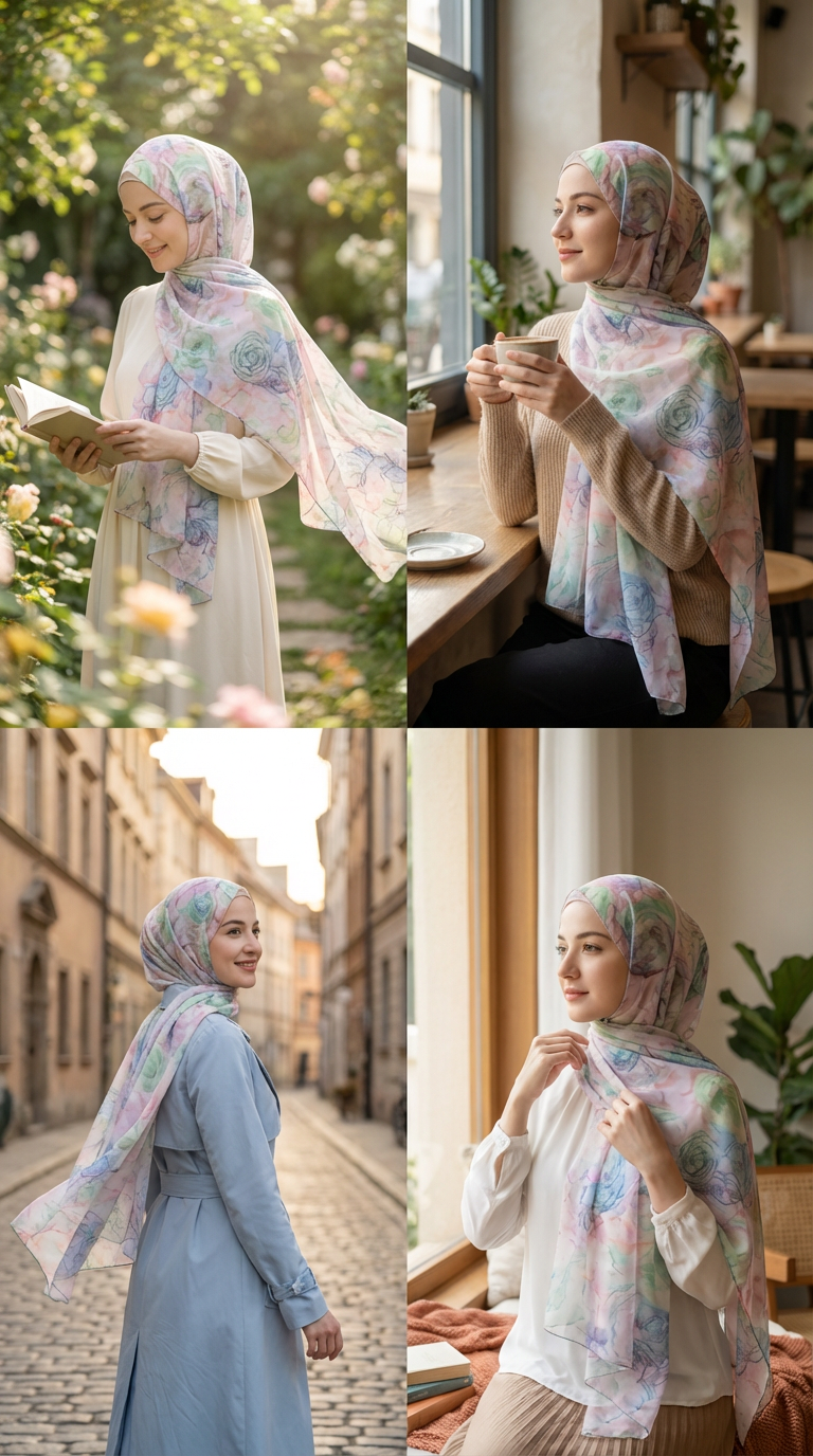 Diamond Pink Rose Mulberry Silk Scarf - Luxury Print Shawl | Premium Gift