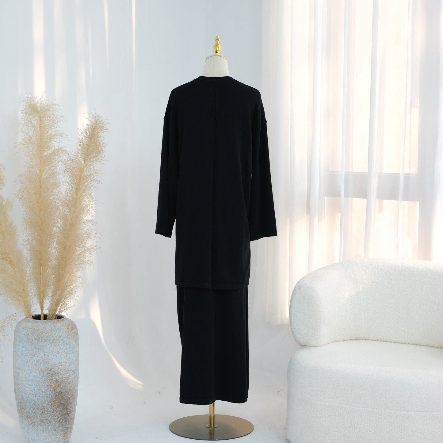 Knitted 3-Piece Set Skirt Top Cardigan | Modest Fashion Outfit | MH116