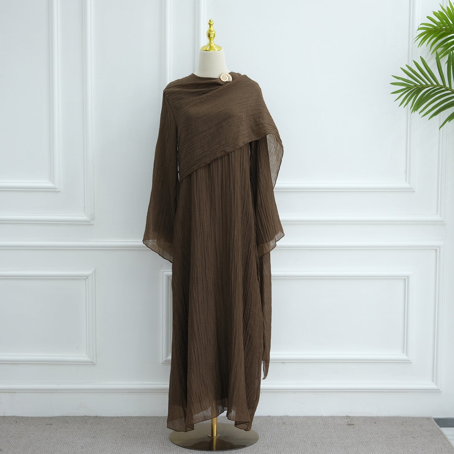 MH86 Double-Layer Abaya Dress – Solid Color, Tencel-Feel Stretch Knit Modest Maxi