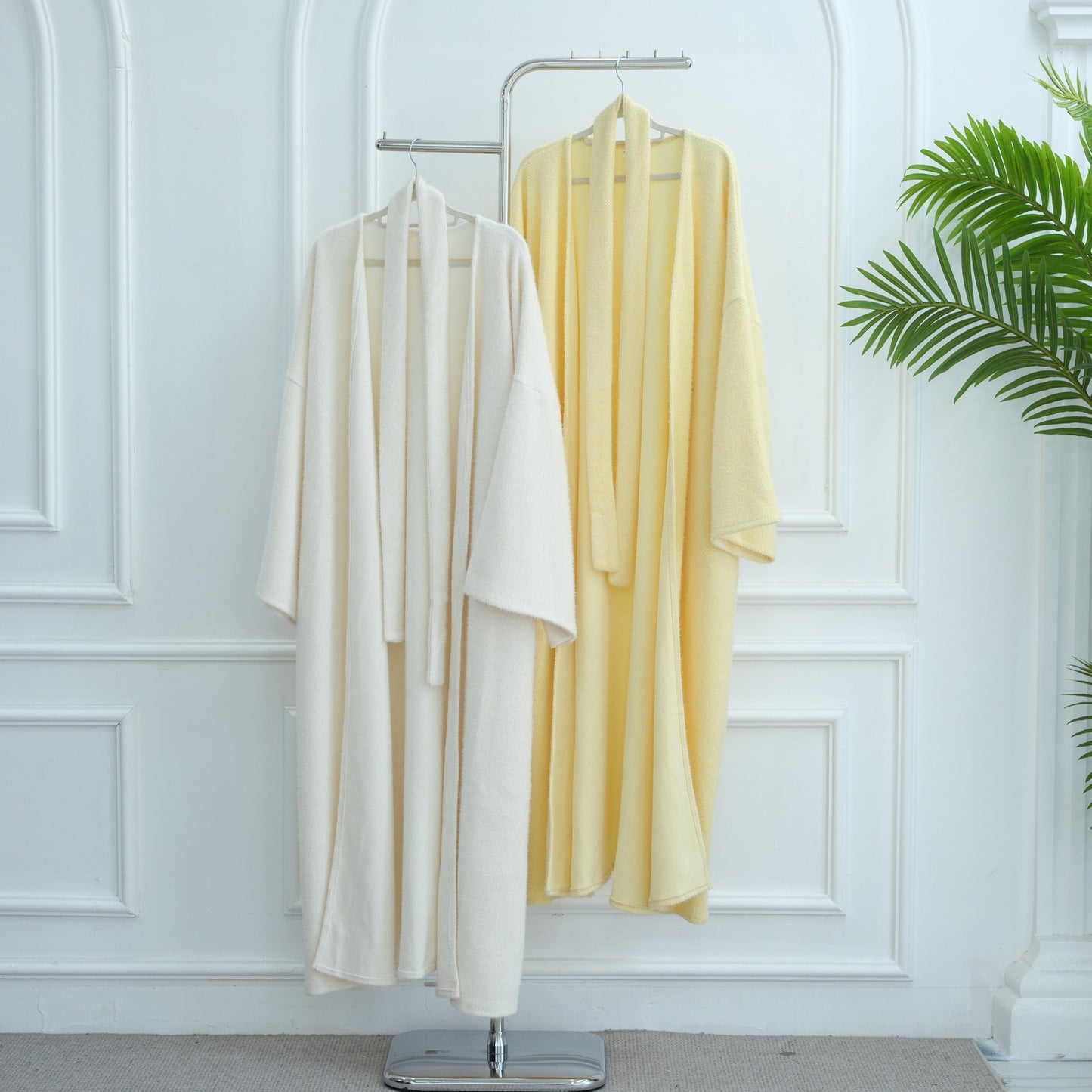 MH97 Velvet Open Abaya Cardigan with Belt – Long Sleeve Modest Outerwear