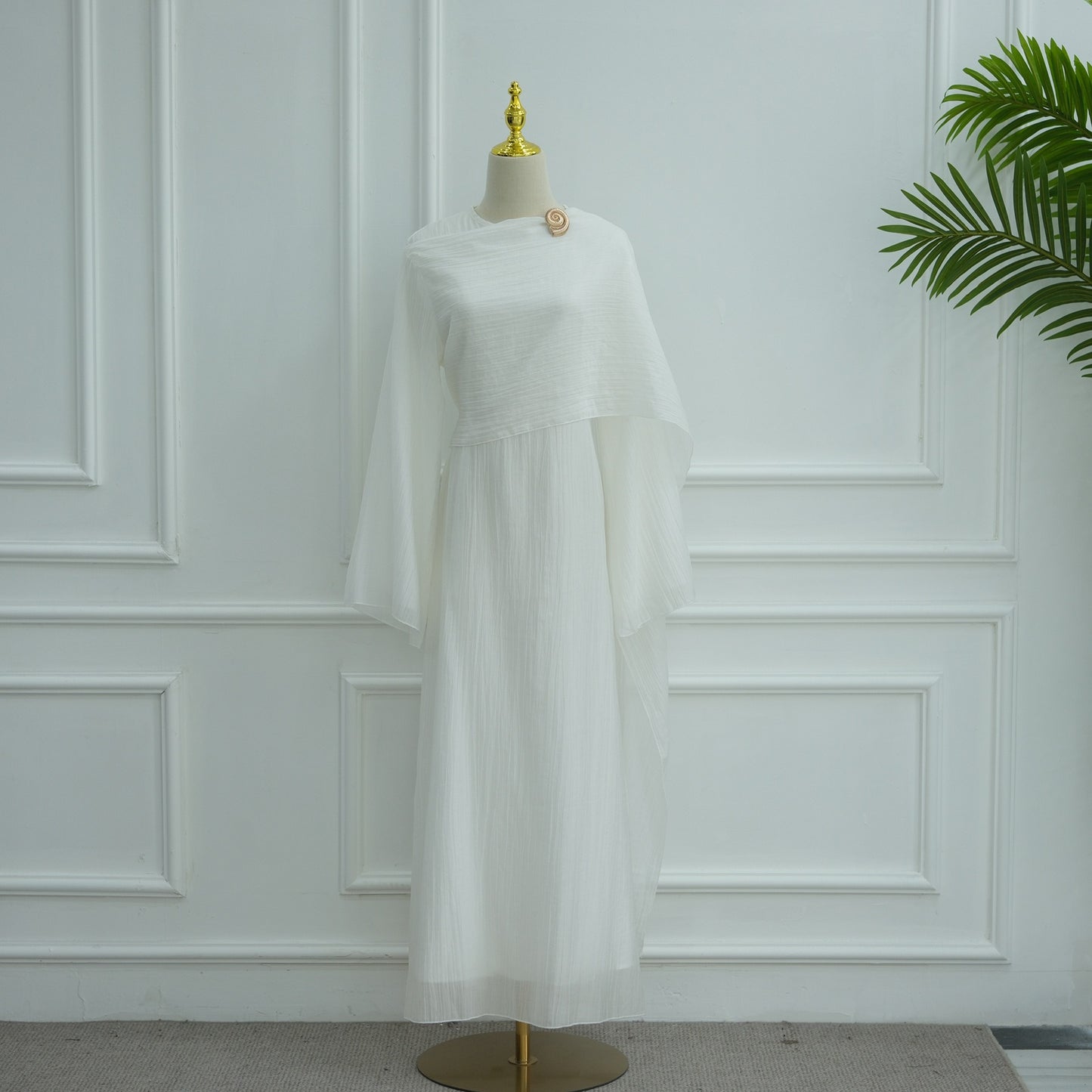 MH86 Double-Layer Abaya Dress – Solid Color, Tencel-Feel Stretch Knit Modest Maxi