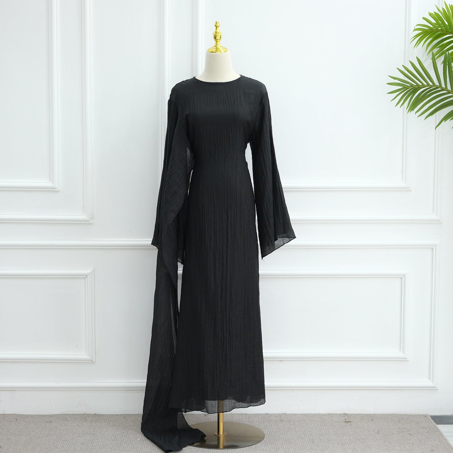 MH86 Double-Layer Abaya Dress – Solid Color, Tencel-Feel Stretch Knit Modest Maxi