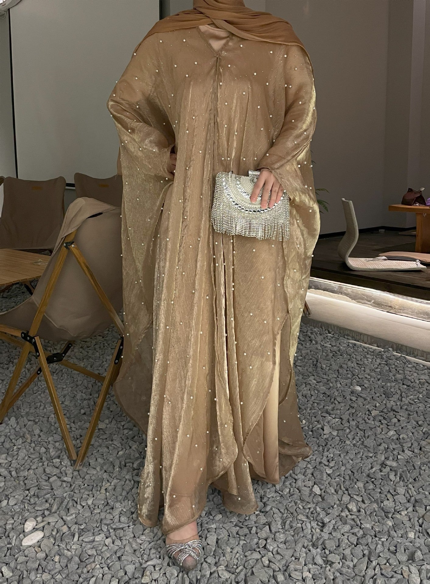 MH119 | Pearl Starry Sky 2-Piece Dress Set | Loose Long Modest Women's Outfit
