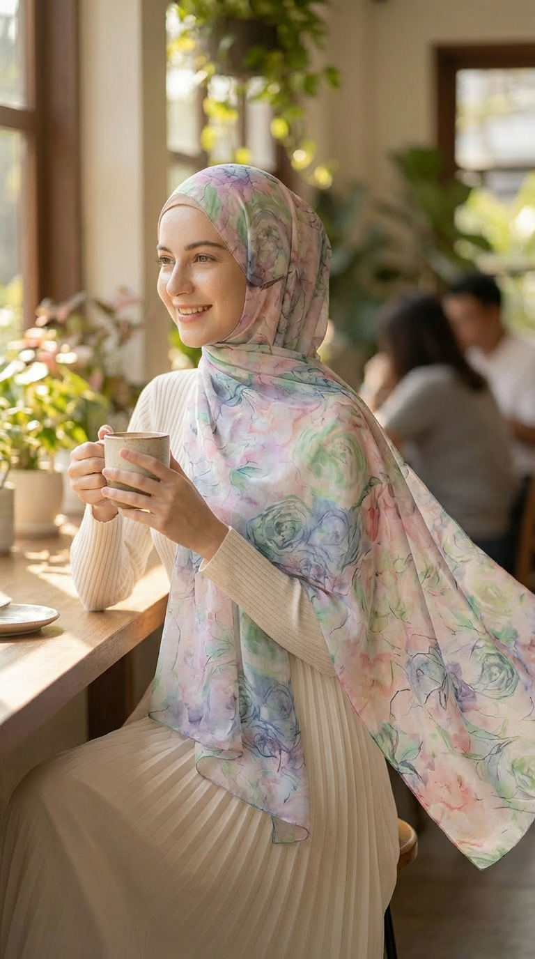 Diamond Pink Rose Mulberry Silk Scarf - Luxury Print Shawl | Premium Gift