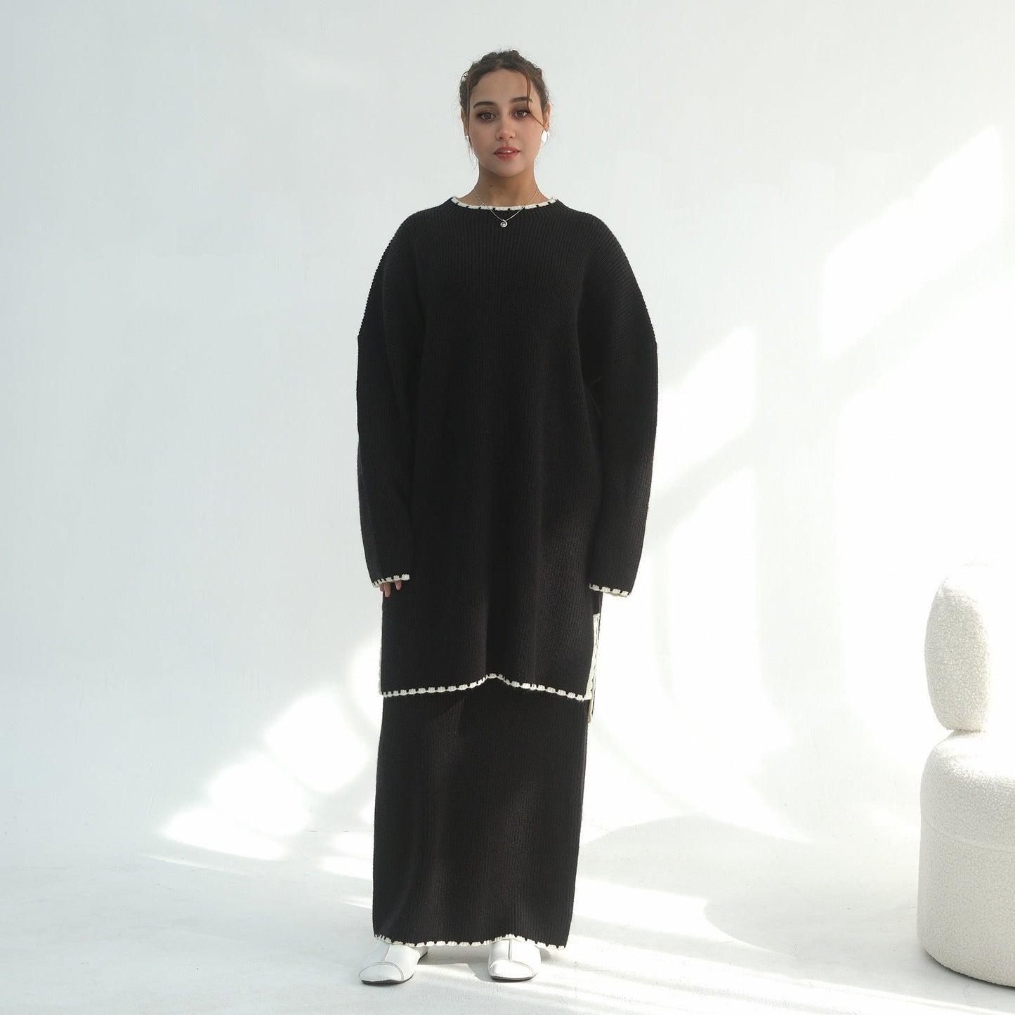 Thick Knit Winter 2-Piece Set | Warm Modest Fashion Skirt & Top | MH117