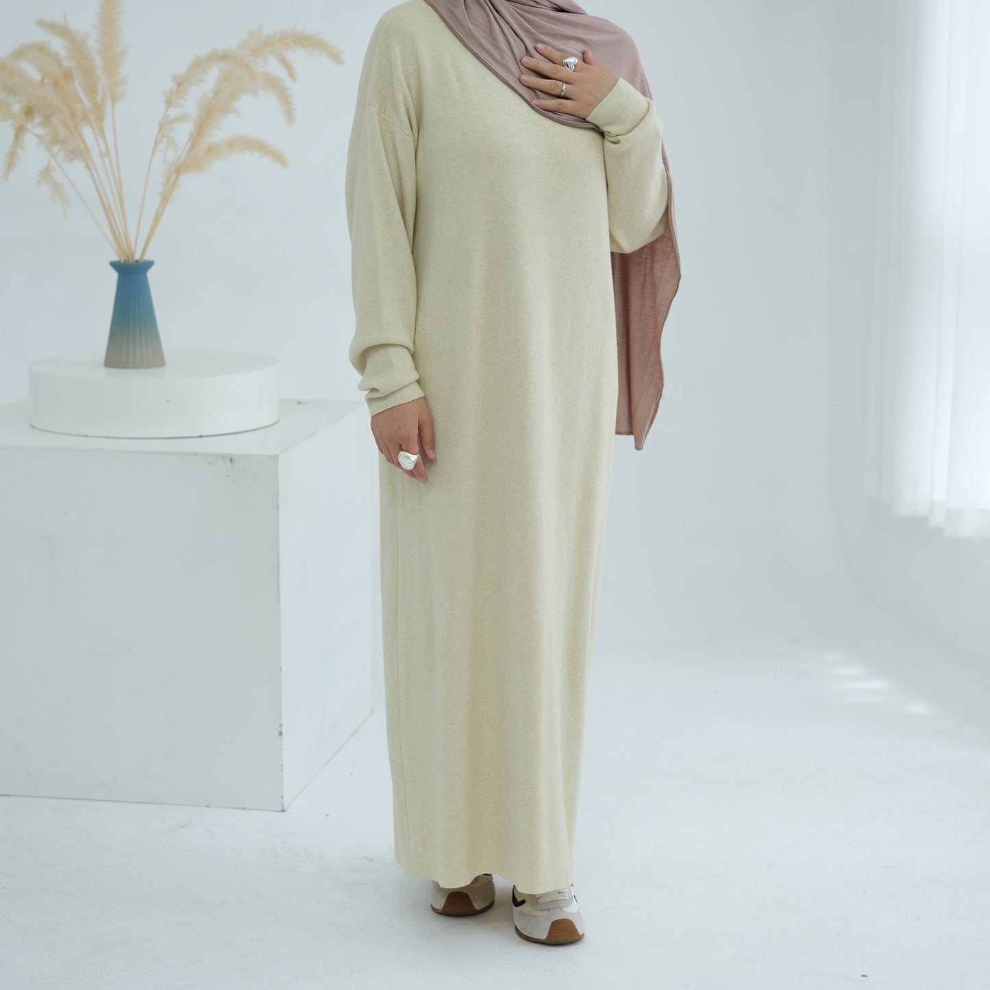 MH103 Autumn Winter Knit Maxi Dress for Muslim Women | Modest Long Sleeve Dress | No Hijab Included