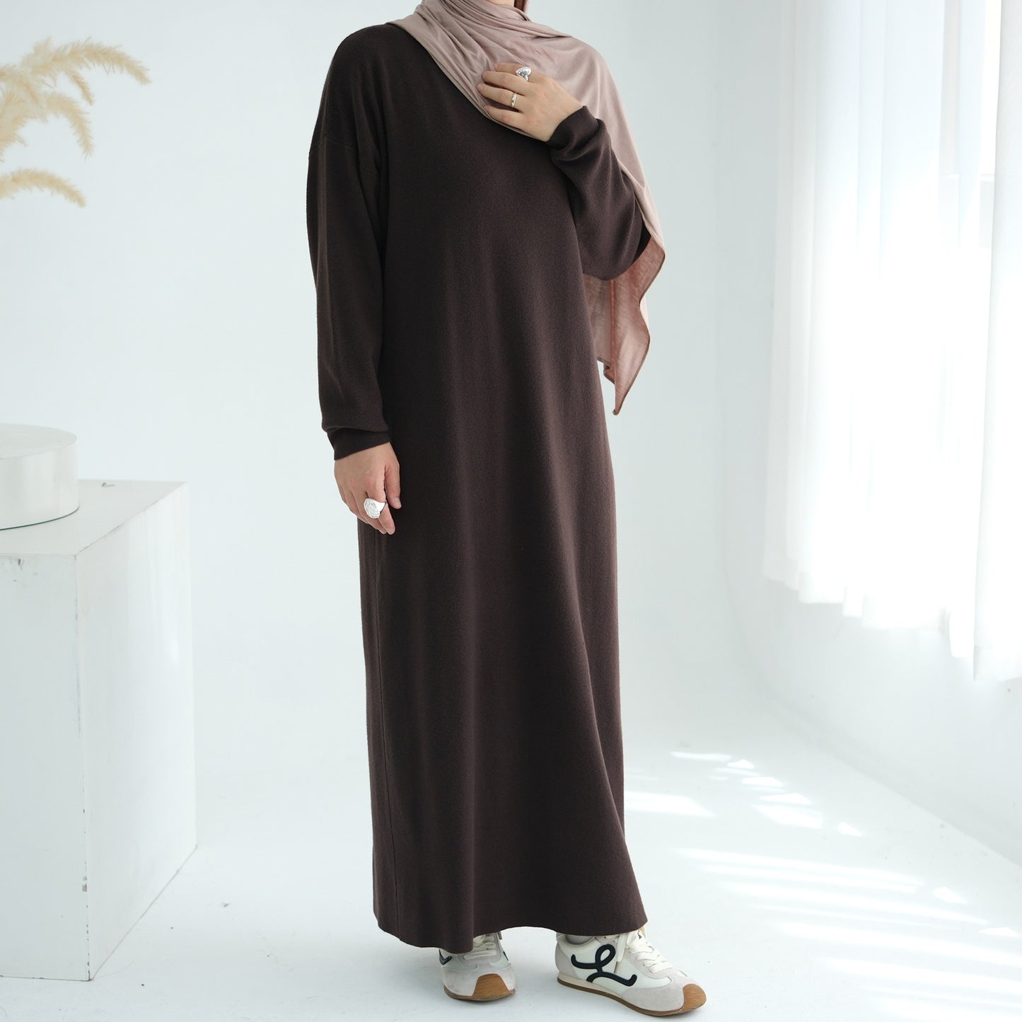 MH103 Autumn Winter Knit Maxi Dress for Muslim Women | Modest Long Sleeve Dress | No Hijab Included
