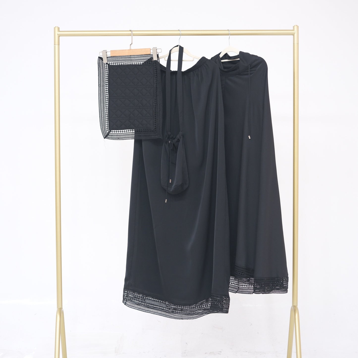 MH91 Khimar Prayer Set – 4-Piece Modest Outfit with Lace Trim & Drawstring Bag