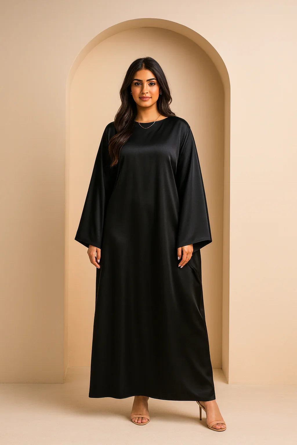 MH44 Plus Size Kaftan Abaya – Shiny Eid & Iftar Batwing Dress with Belt