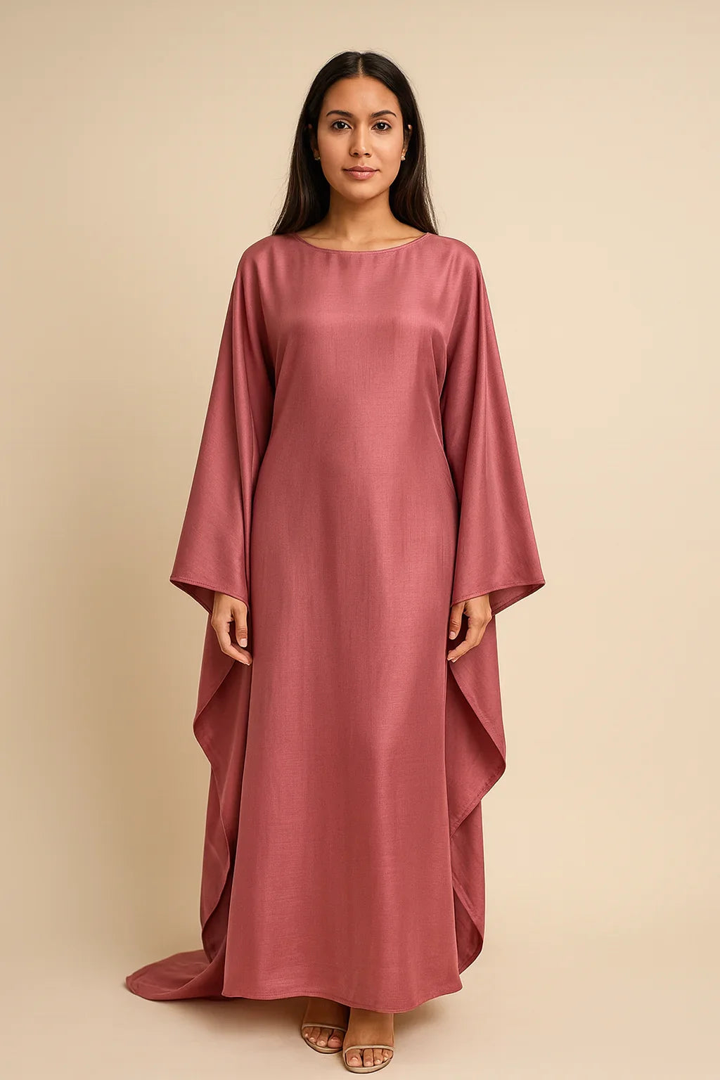 MH44 Plus Size Kaftan Abaya – Shiny Eid & Iftar Batwing Dress with Belt