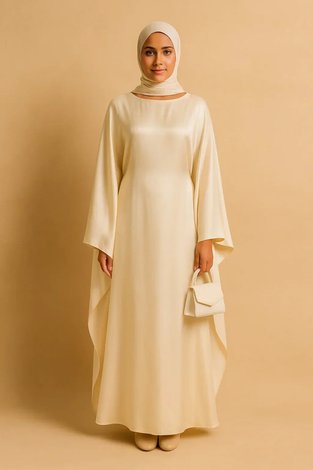 MH44 Plus Size Kaftan Abaya – Shiny Eid & Iftar Batwing Dress with Belt