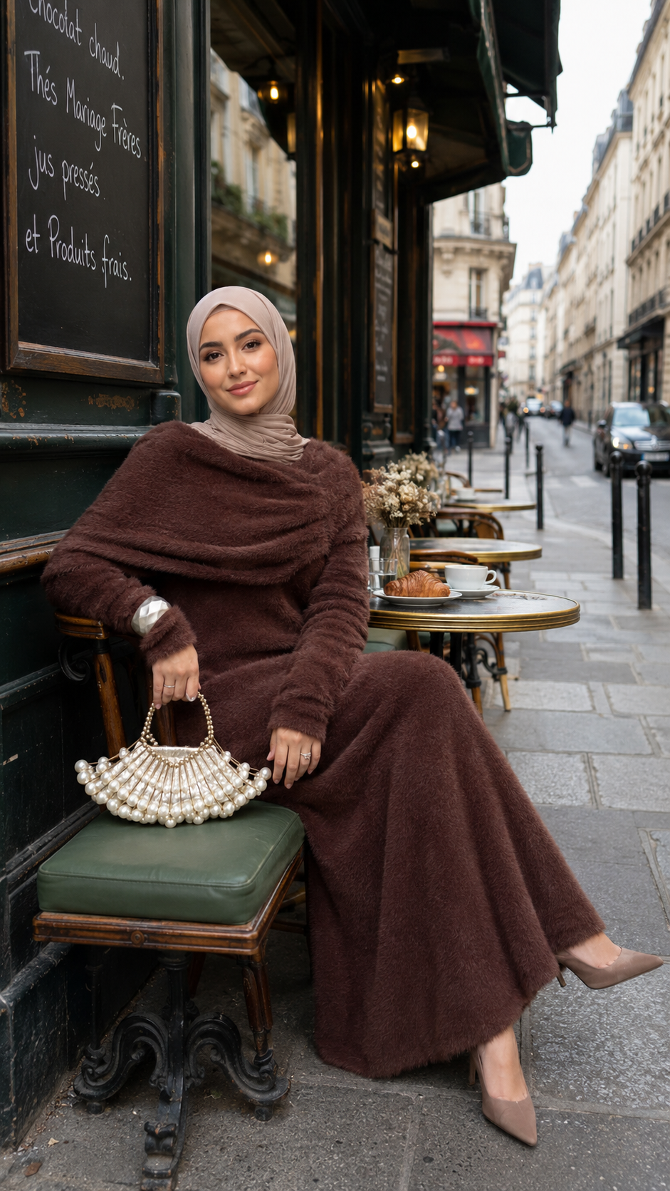 MH125 Faux Mink Knit Maxi Dress & Cape Set – Soft Winter Modest Two-Piece