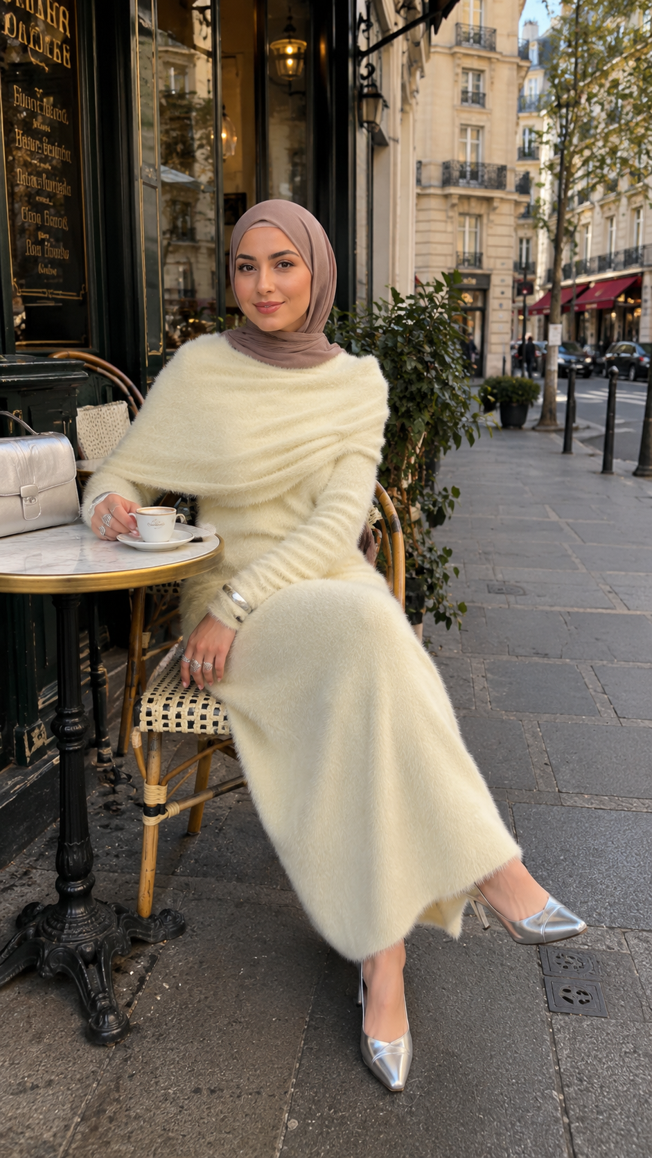 MH125 Faux Mink Knit Maxi Dress & Cape Set – Soft Winter Modest Two-Piece