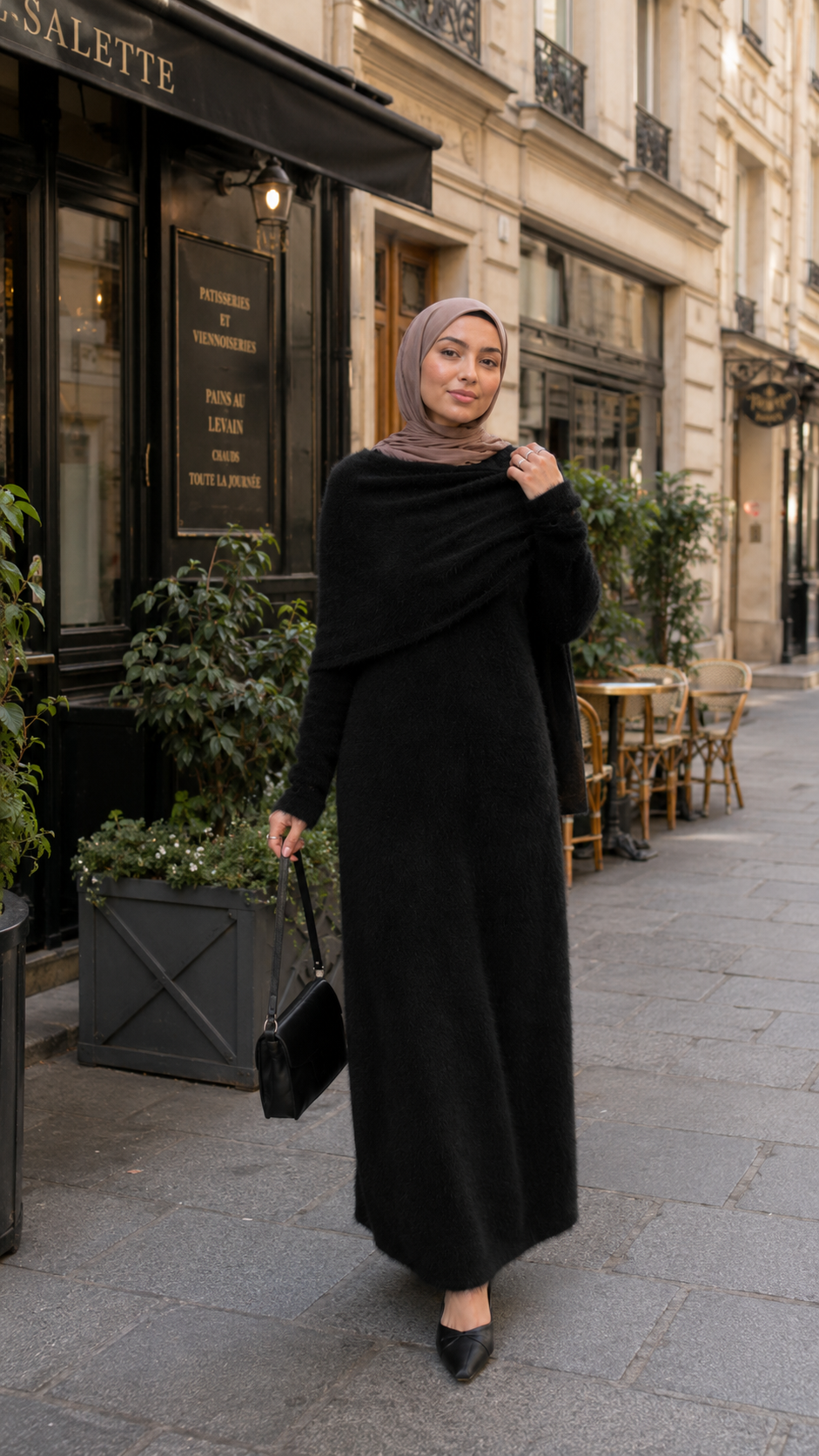 MH125 Faux Mink Knit Maxi Dress & Cape Set – Soft Winter Modest Two-Piece