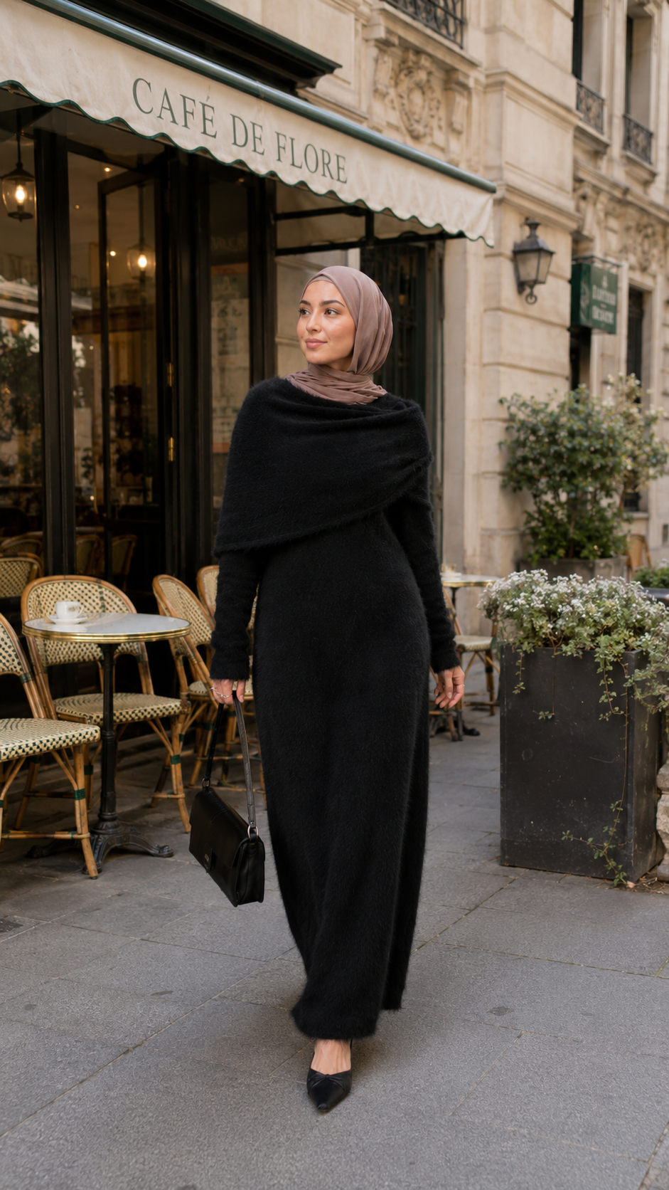 MH125 Faux Mink Knit Maxi Dress & Cape Set – Soft Winter Modest Two-Piece