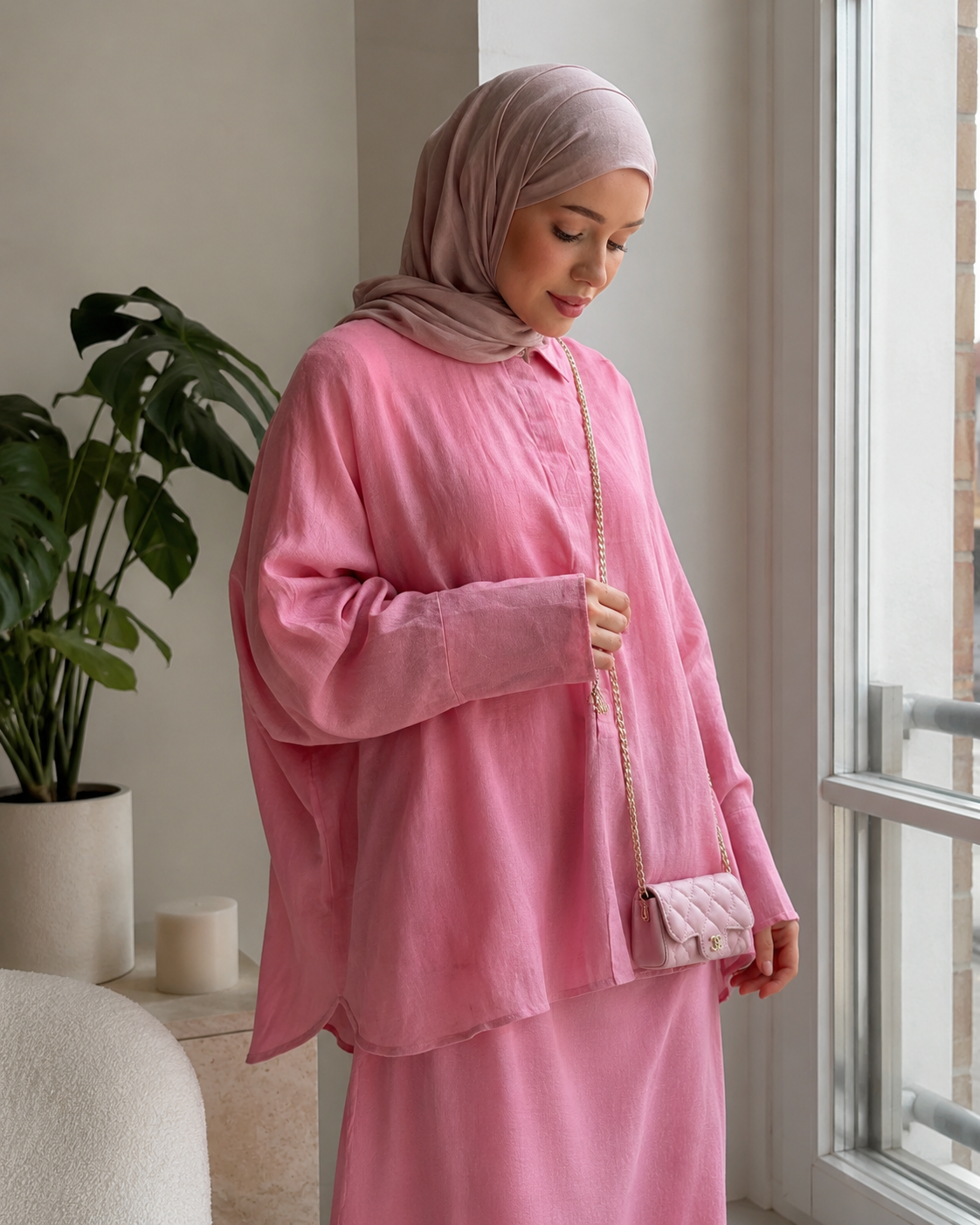 MH118 Cotton Retro Lapel Cardigan & Long Skirt Set – Modest 2-Piece Outfit