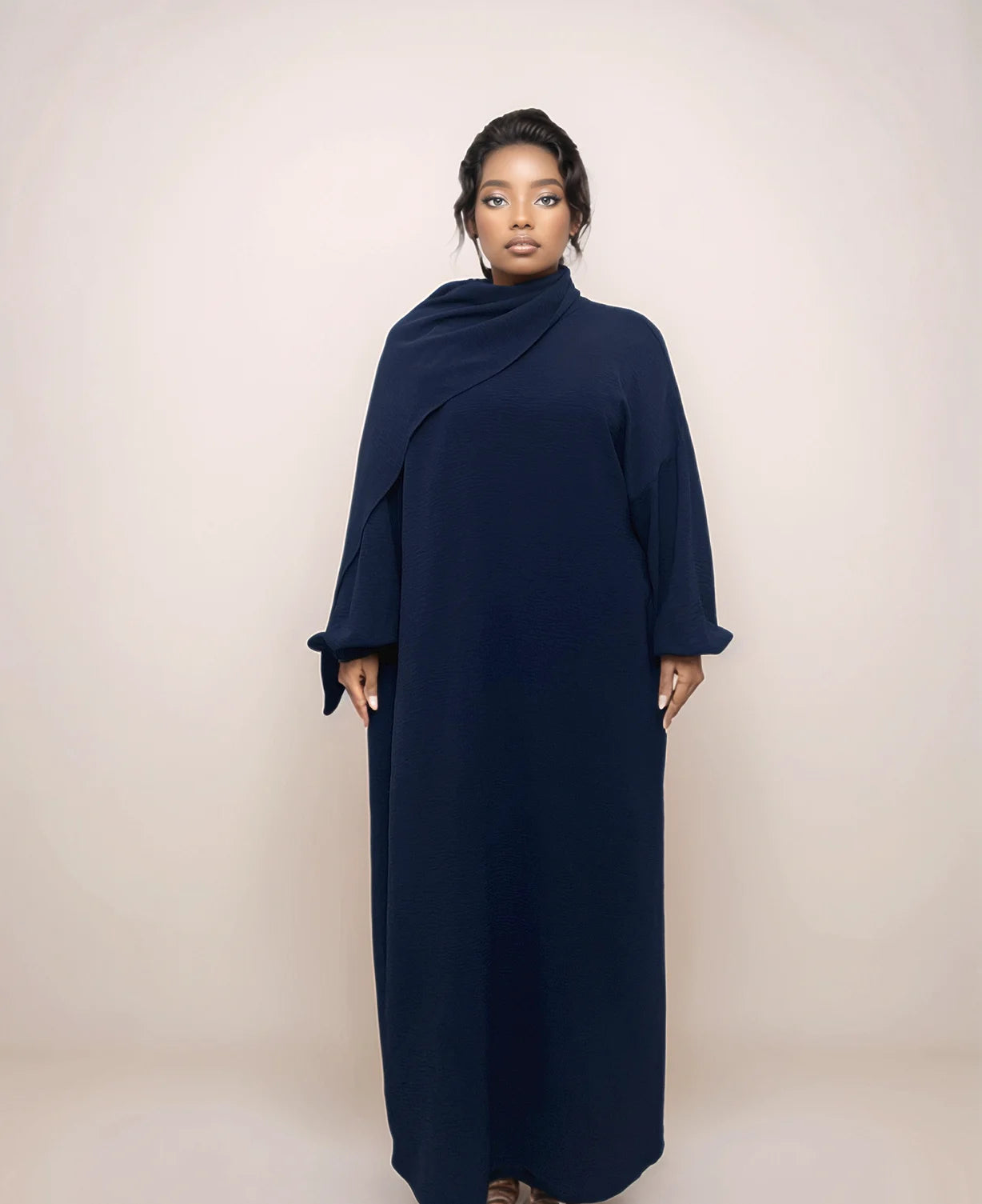 Crepe Hooded One-Piece Abaya with Attached Hijab | Modest Islamic Prayer Wear