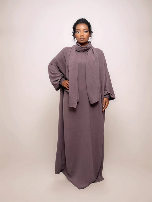 Crepe Hooded One-Piece Abaya with Attached Hijab | Modest Islamic Prayer Wear