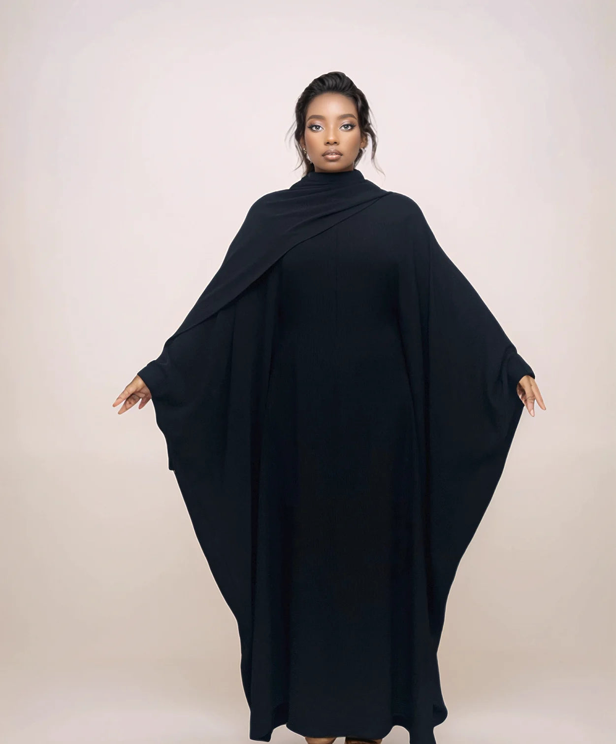 Crepe Hooded One-Piece Abaya with Attached Hijab | Modest Islamic Prayer Wear