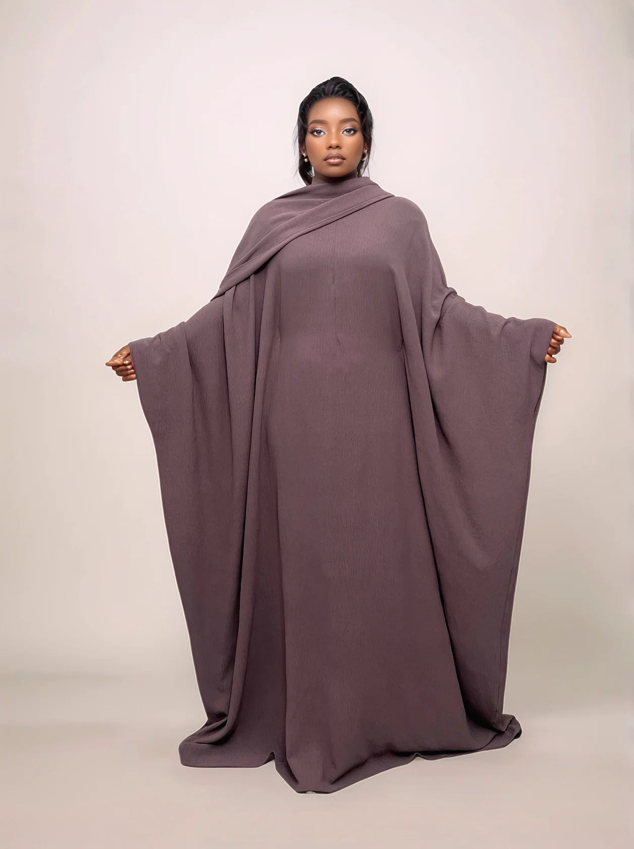 Crepe Hooded One-Piece Abaya with Attached Hijab | Modest Islamic Prayer Wear