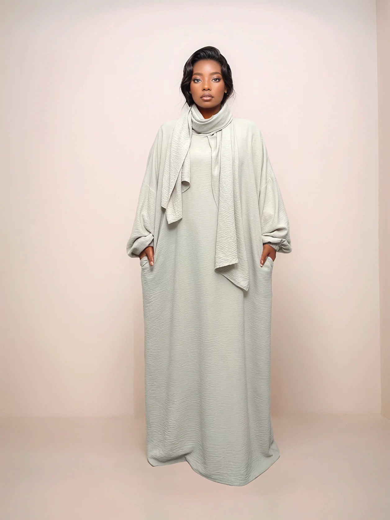 Crepe Hooded One-Piece Abaya with Attached Hijab | Modest Islamic Prayer Wear