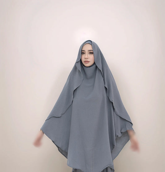 Habibi One-Layer Crepe Cape Khimar | Modest Maxi Scarf -CHARCOAL GREY