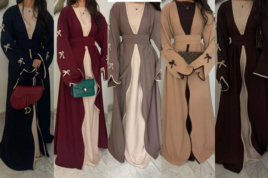 MH41 Yasmina Wave Abaya Cardigan | Premium Nidha Silk Open Robe for Modest Fashion